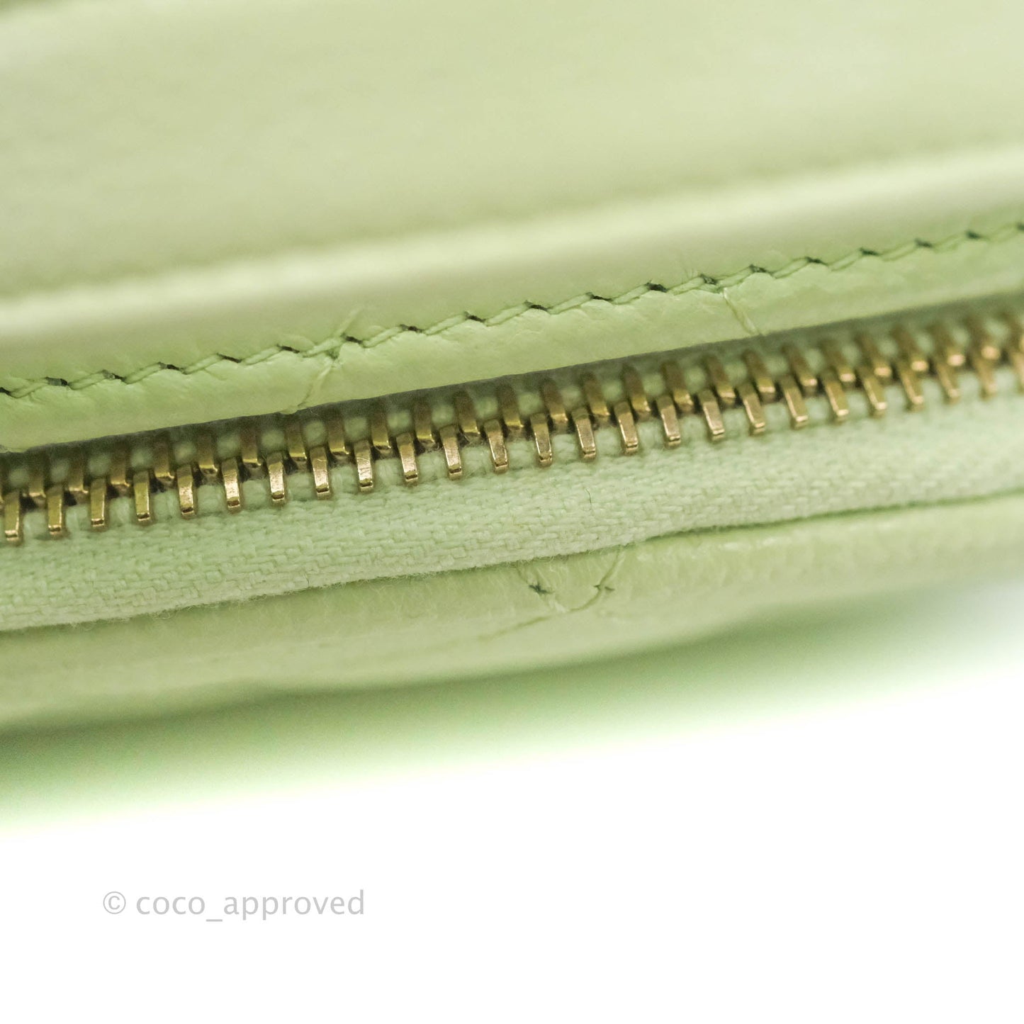 Chanel Mini Round Vanity Bag Handle With Care Light Green Caviar 22C