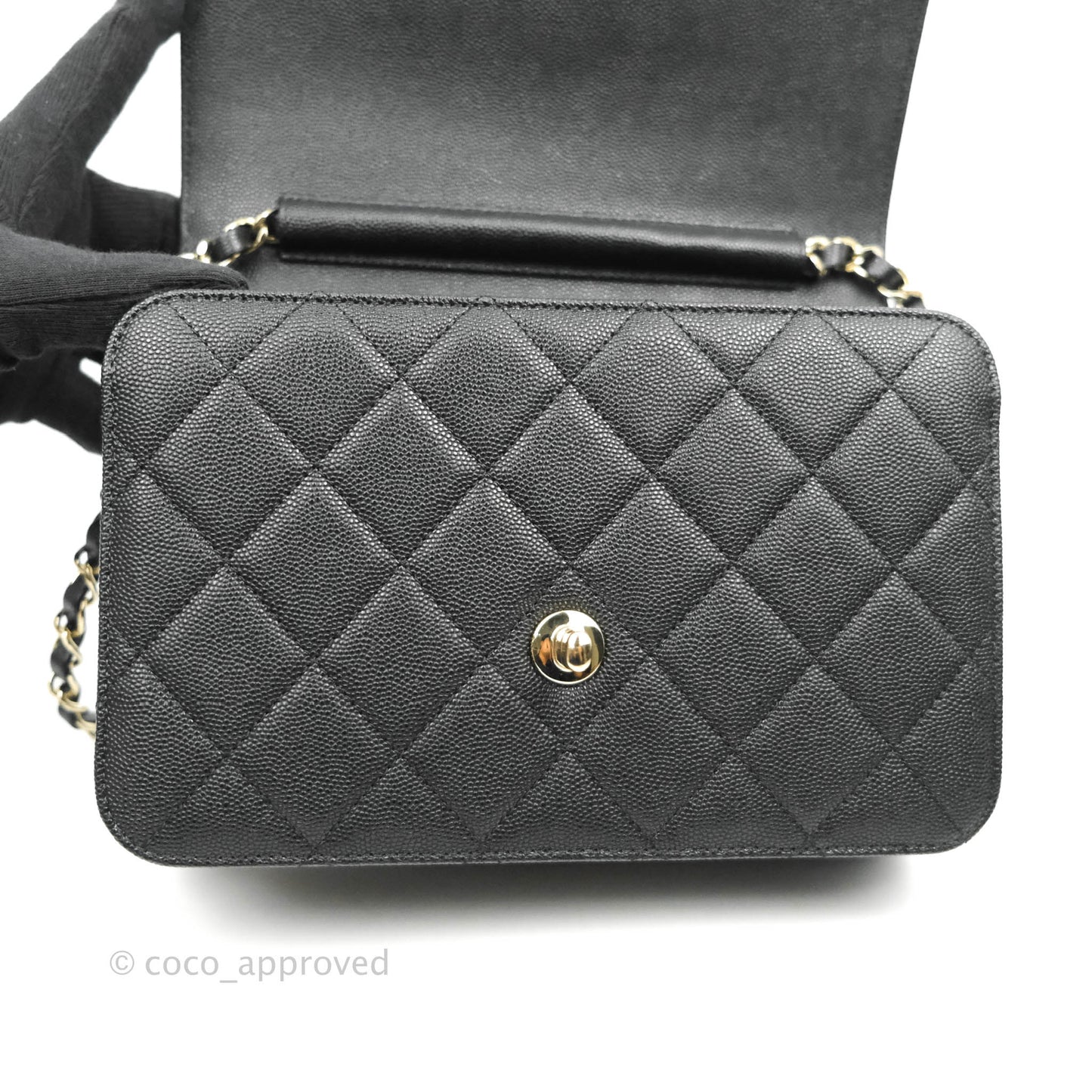 Chanel Quilted Like The Wallet Medium Flap Black Caviar Gold Hardware 22C
