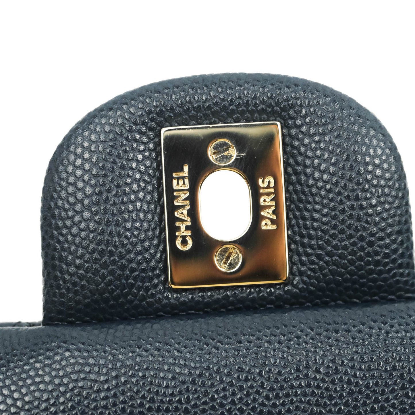 Chanel Classic M/L Medium Flap Quilted Navy Caviar Gold Hardware