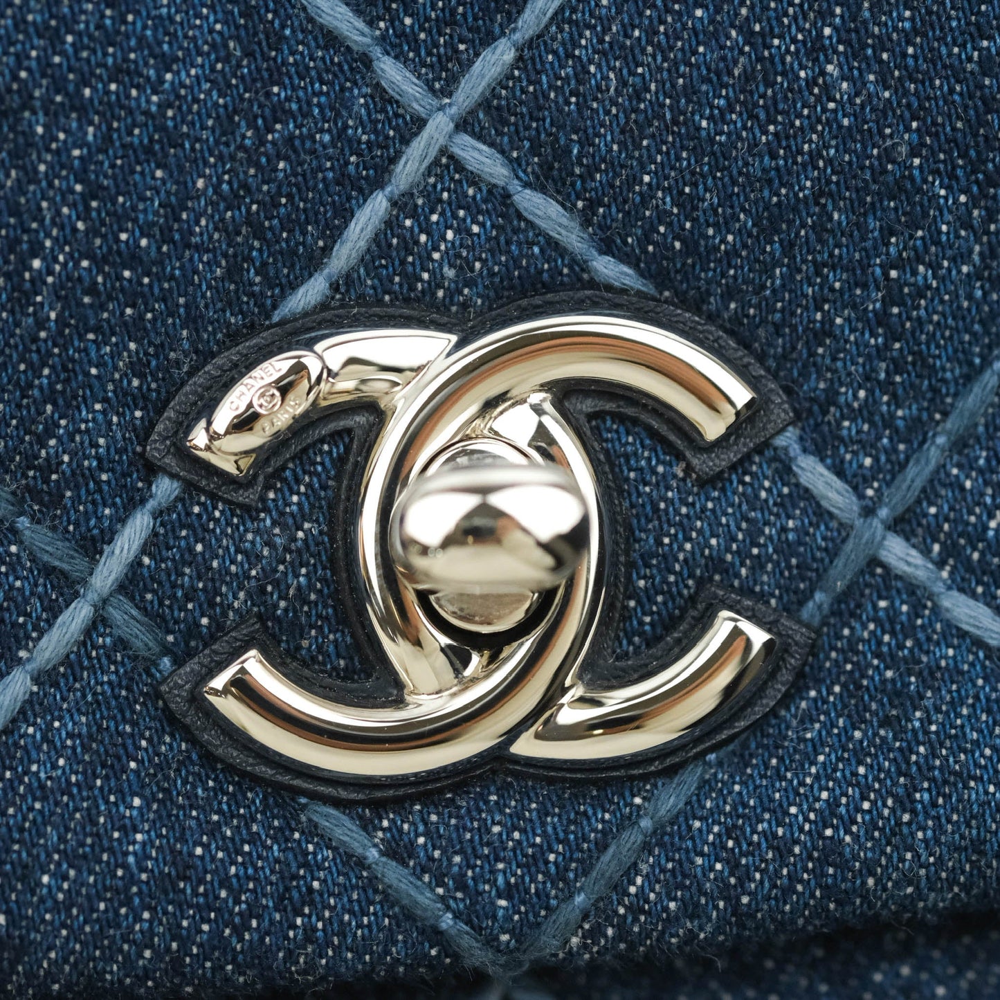 Chanel Small Quilted Coco Handle Denim Navy Lambskin Silver Hardware