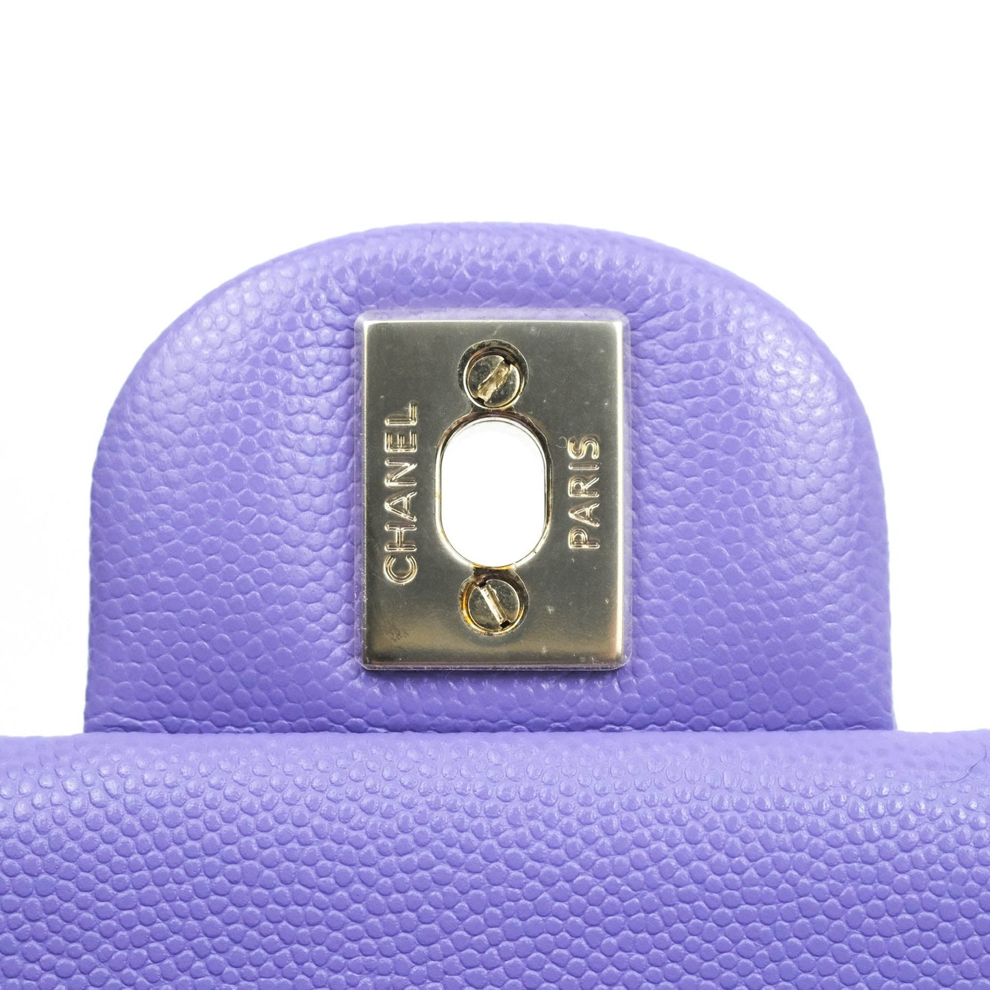 Chanel Classic M/L Medium Double Flap Purple Caviar Gold Hardware 20S