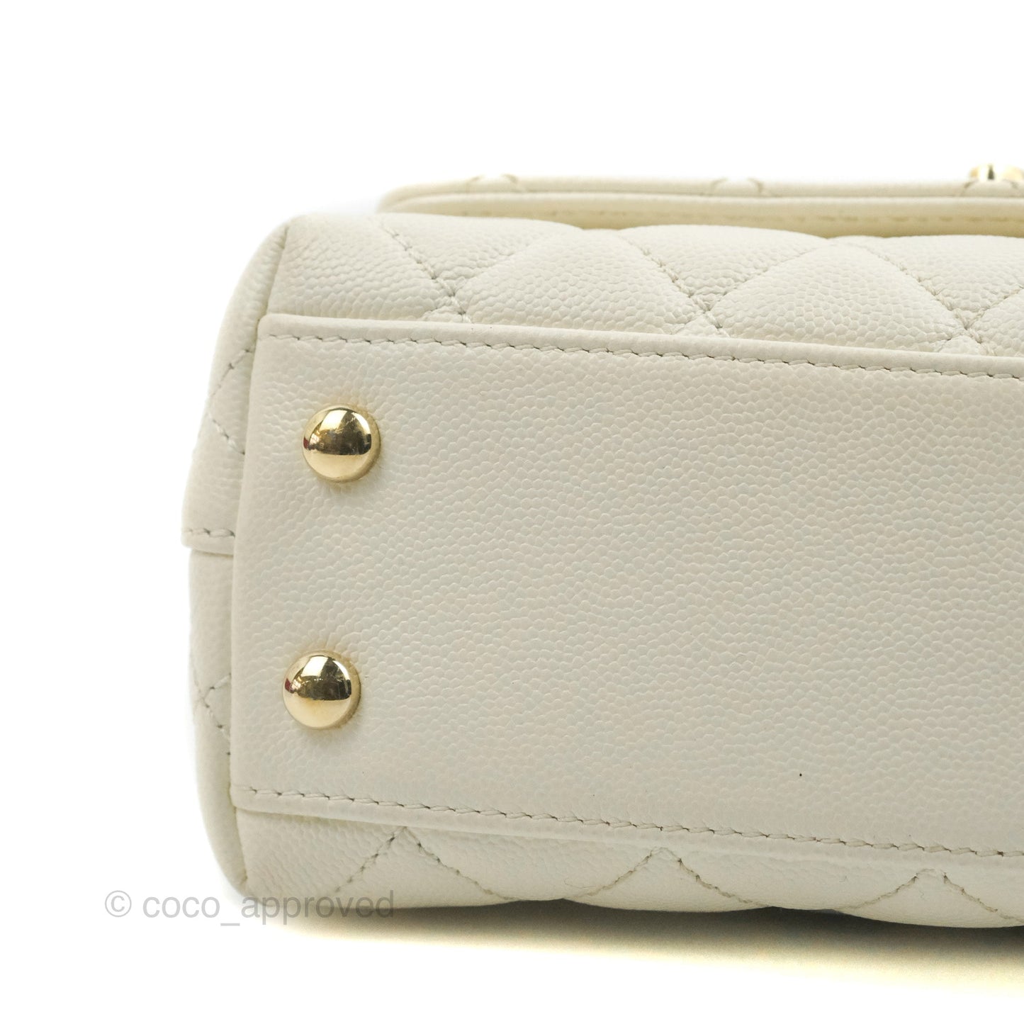 Chanel Mini Coco Handle Quilted Ivory Caviar Gold Hardware