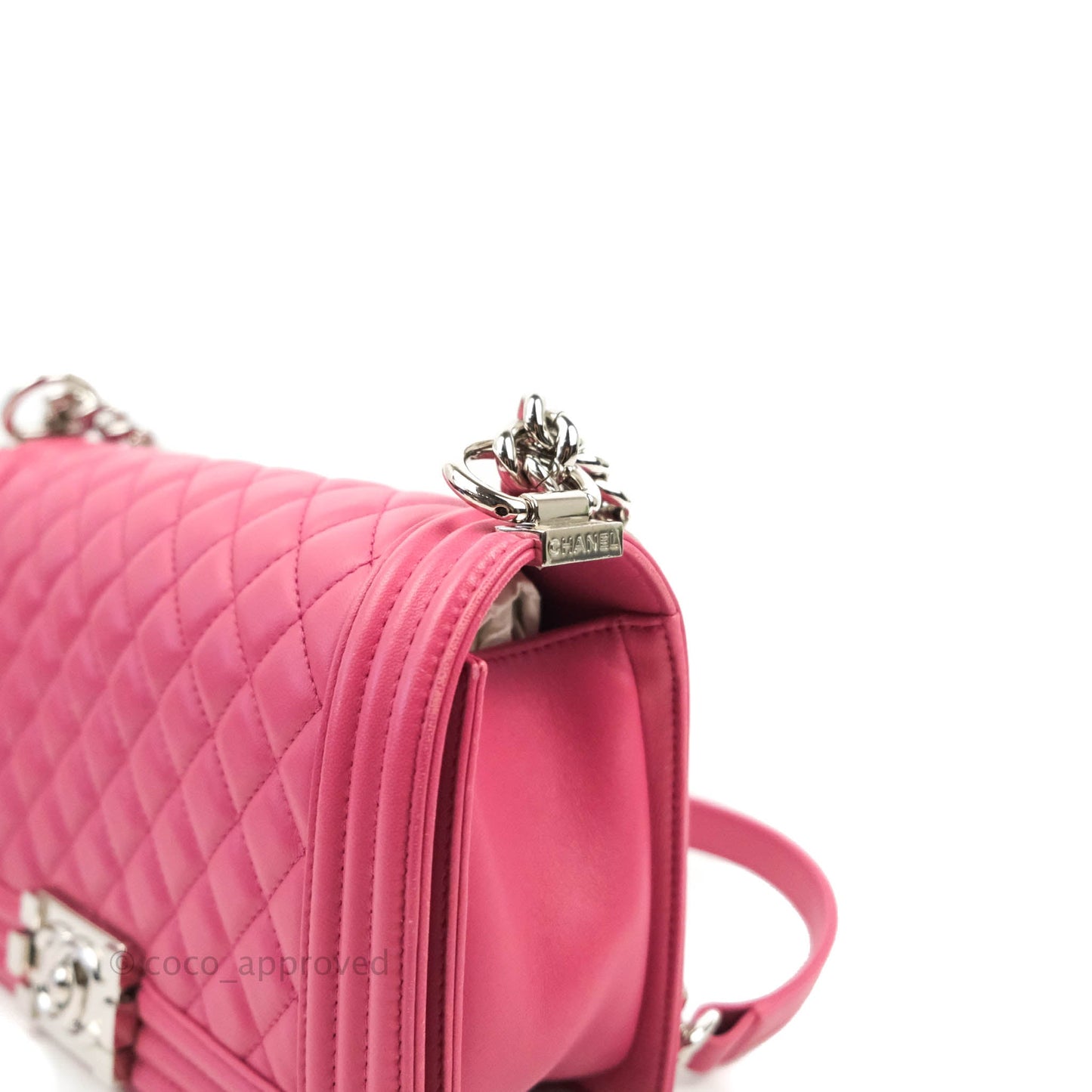 Chanel Quilted Medium Boy Dark Pink Calfskin Silver Hardware