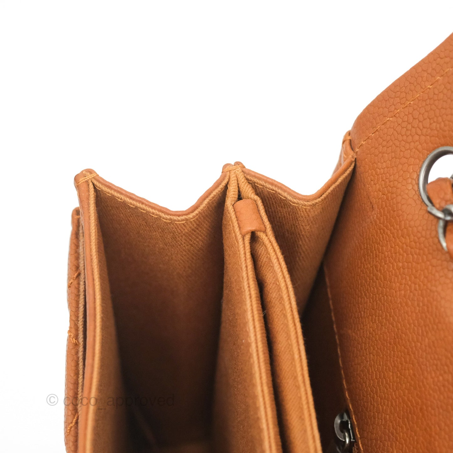 Chanel Flap Bag Quilted Caramel Brown Caviar Ruthenium Hardware