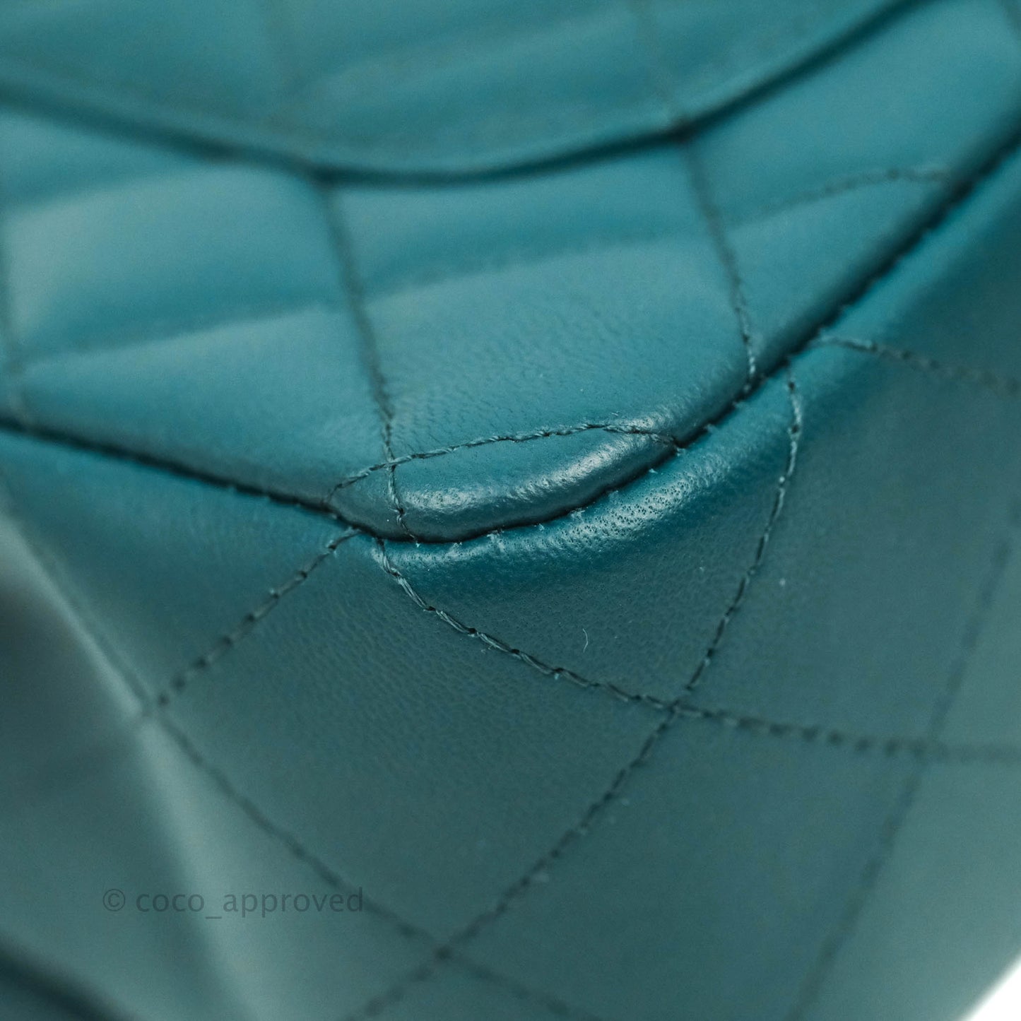 Chanel Quilted Mini Rectangular Lambskin Teal Silver Hardware