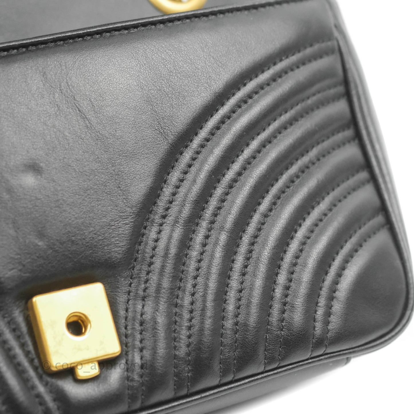 Gucci Small Marmont Black Calfskin Gold Hardware