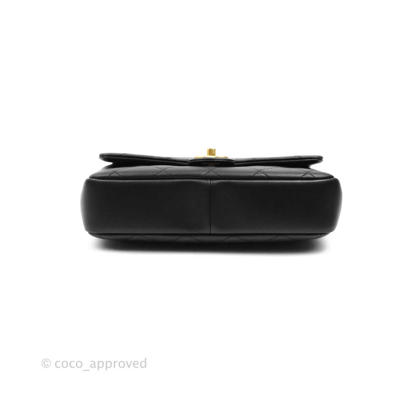 Chanel Circular Handle Flap Bag Black Lambskin Aged Gold Hardware