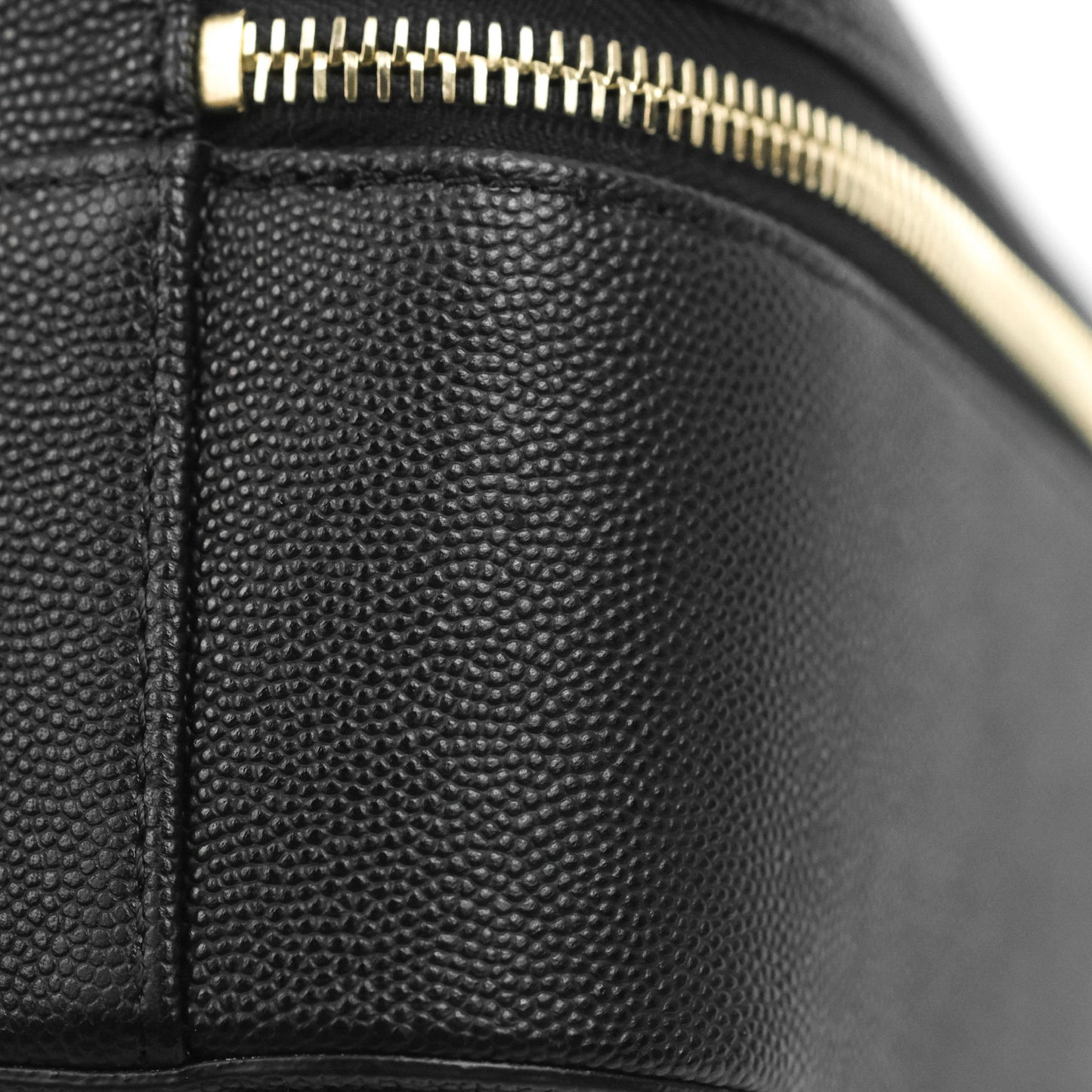 Chanel Quilted Large CC Filigree Vanity Case Black Caviar Gold Hardware