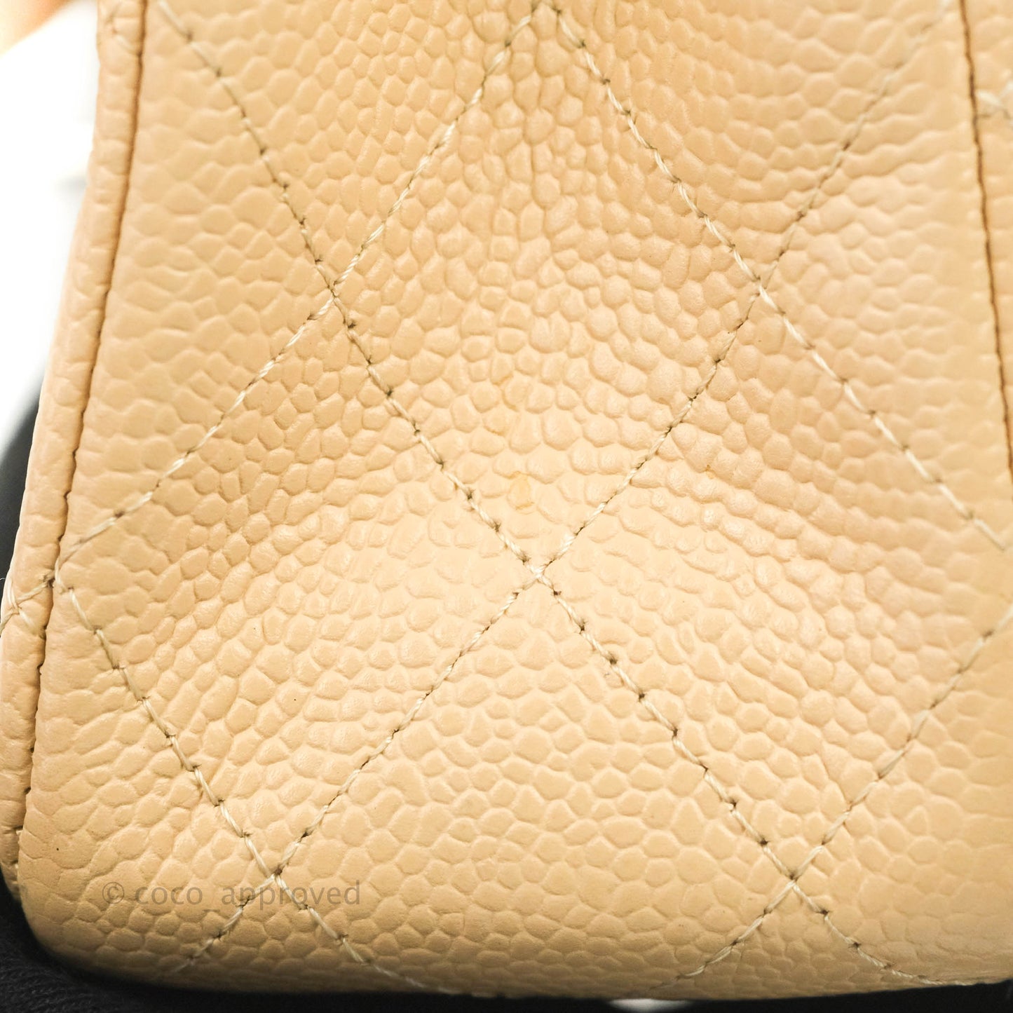 Chanel Classic M/L Medium Flap Quilted Beige Caviar Silver Hardware