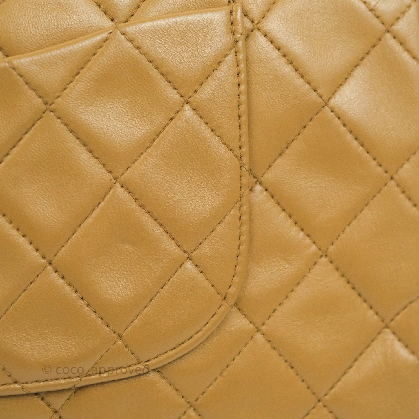 Chanel Vintage Classic M/L Medium Double Flap Bag Dark Beige Lambskin 24K Gold Hardware