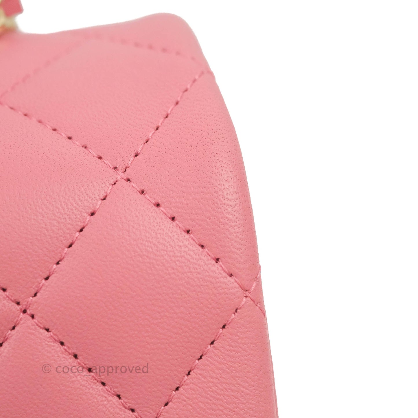 Chanel Top Handle Mini Rectangular Flap Bag Pink Lambskin Gold Hardware