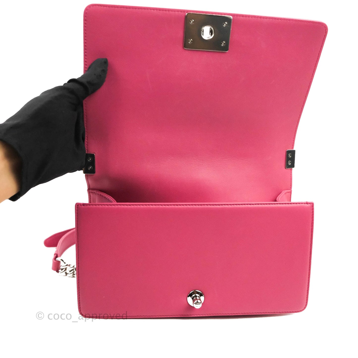 Chanel Quilted Medium Boy Dark Pink Calfskin Silver Hardware