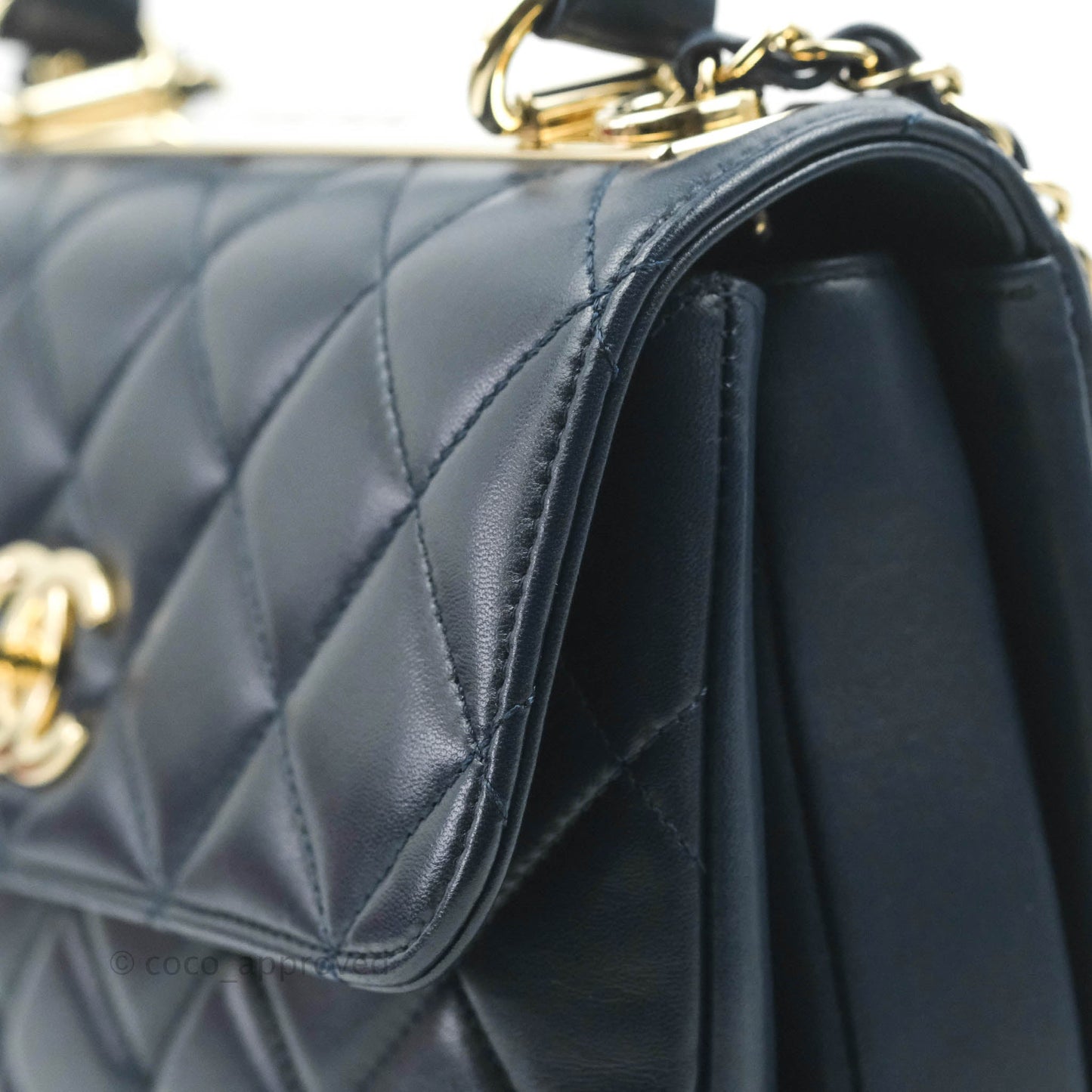 Chanel Small Trendy CC Navy Lambskin Gold Hardware