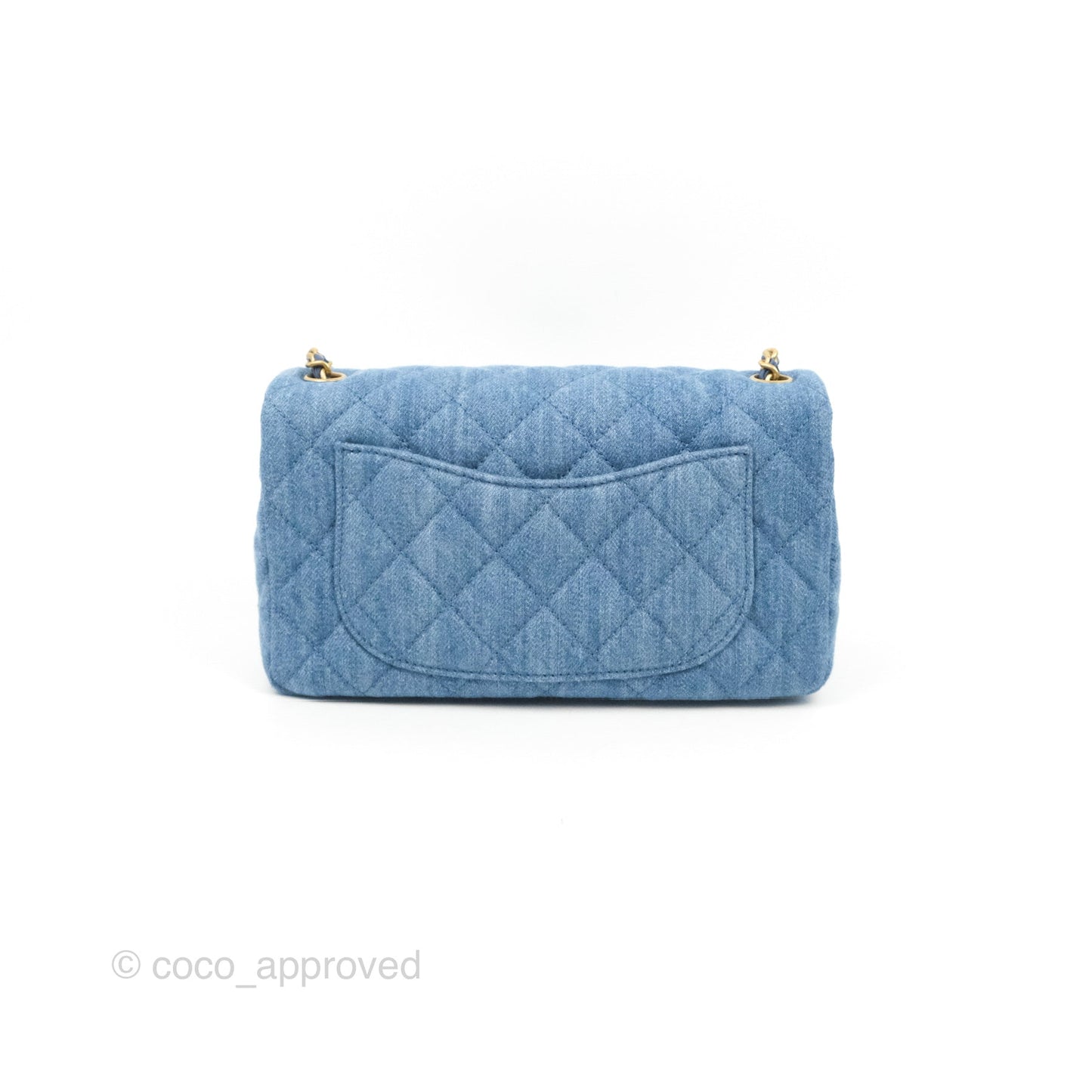 Chanel Mini Rectangular Pearl Crush Quilted Denim Aged Gold Hardware