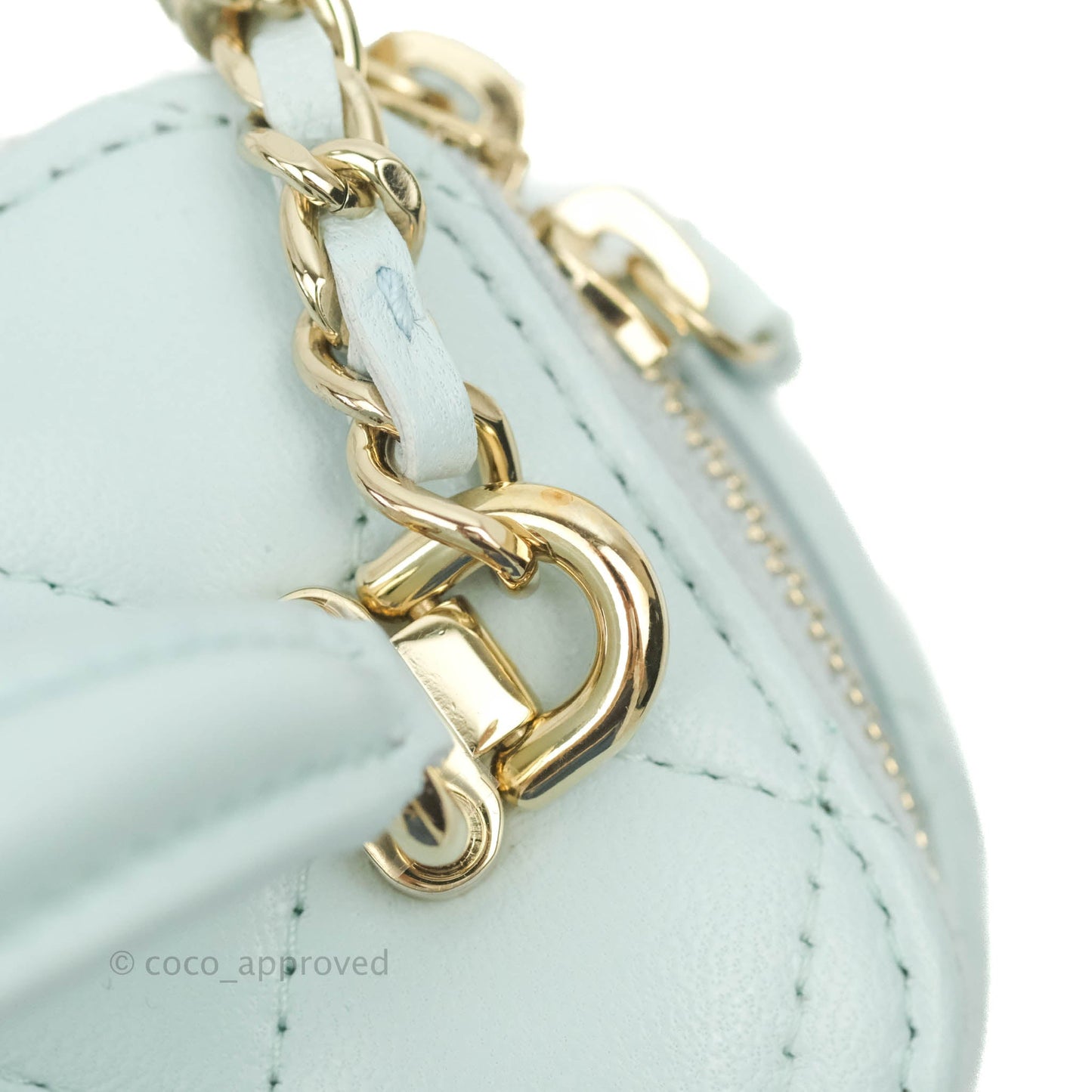 Chanel Mini Top Handle Vanity With Chain Light Blue Lambskin Gold Hardware