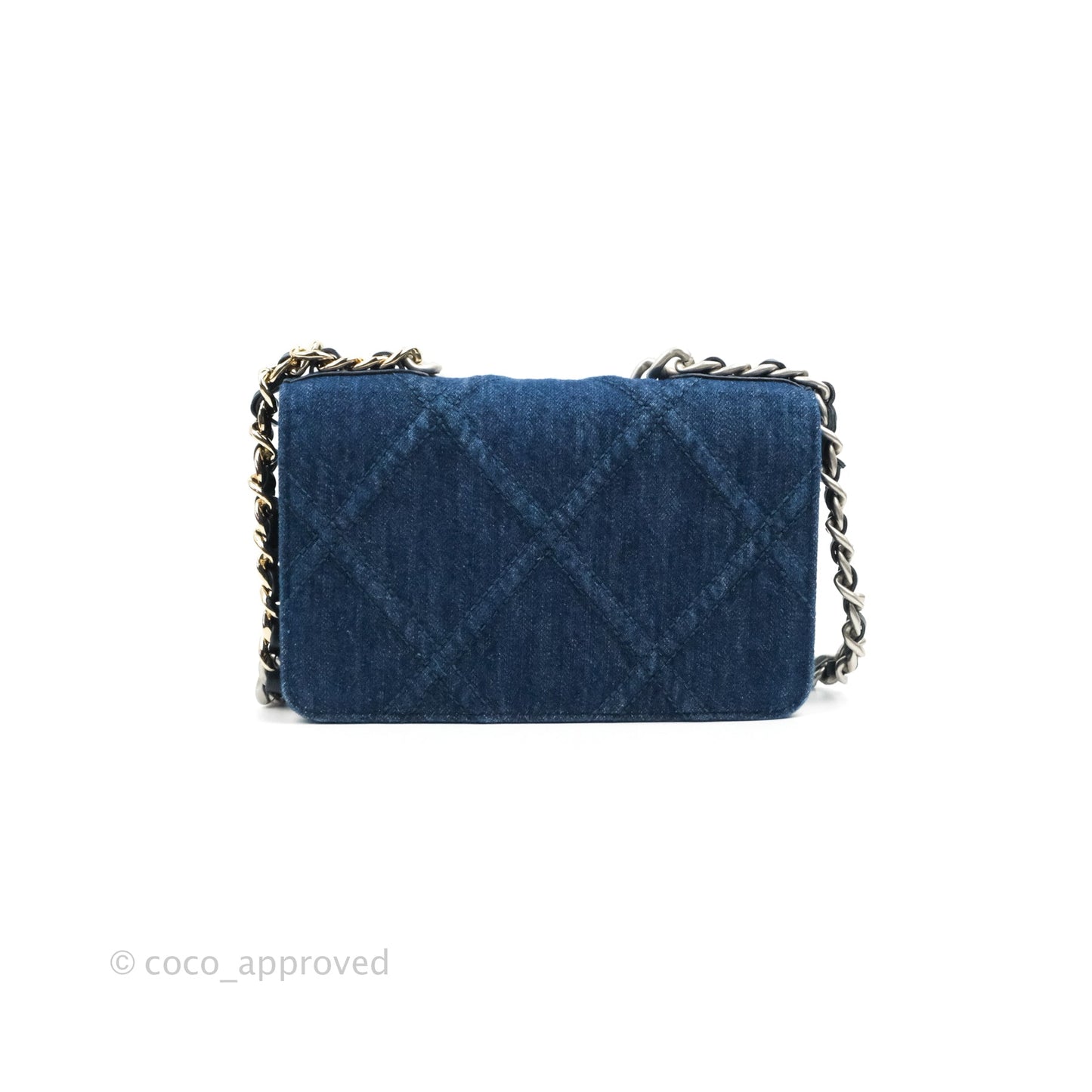 Chanel 19 Wallet on Chain WOC Blue Denim Mixed Hardware