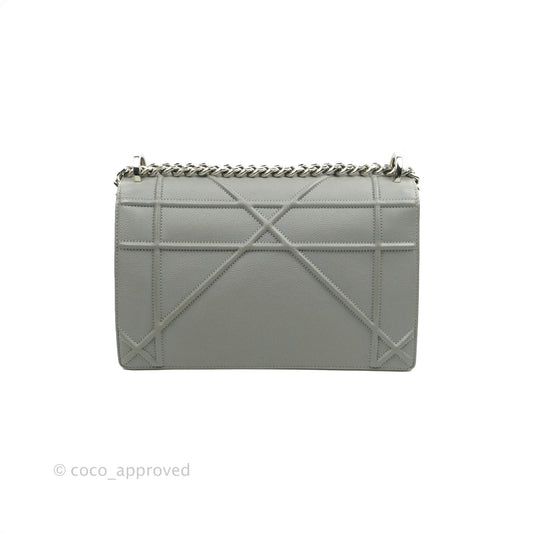 Christian Dior Medium Diorama Calfskin Flap Bag Grey Silver Hardware