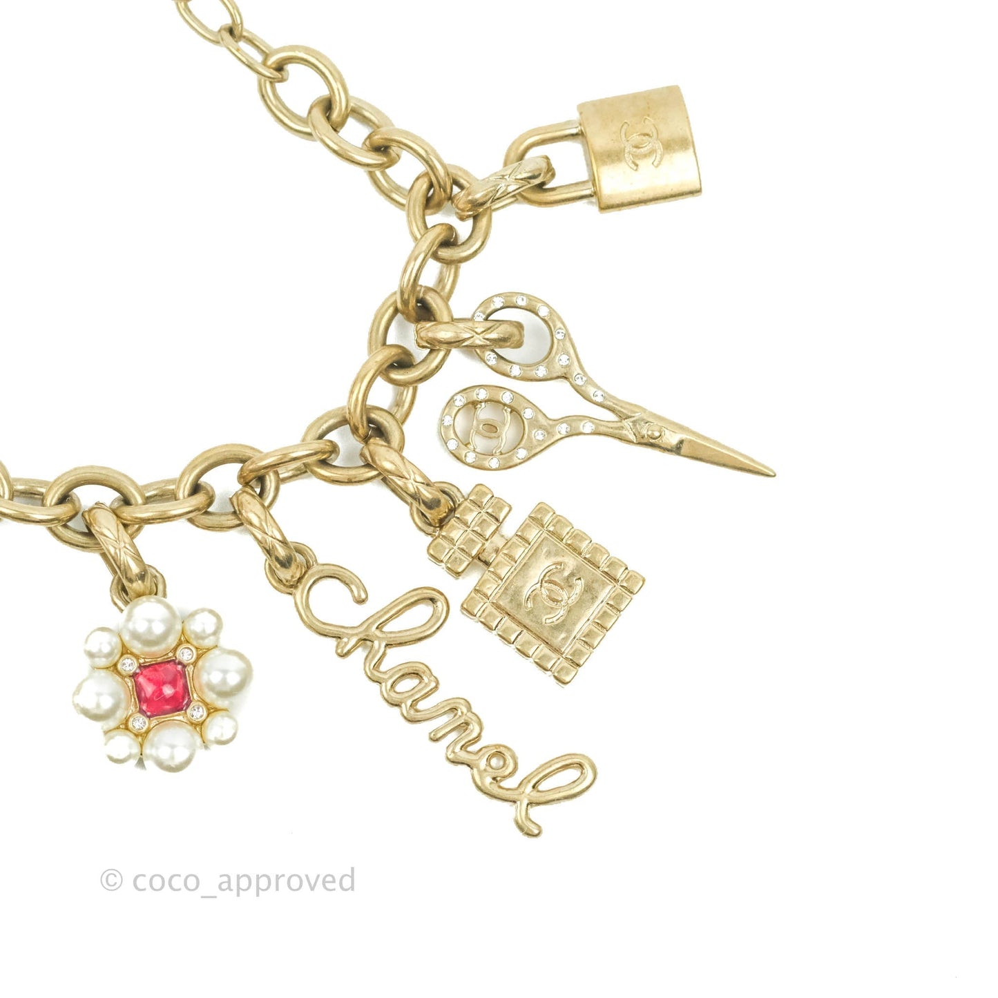 Chanel Chain Bracelet with Charms Gold Tone 21P