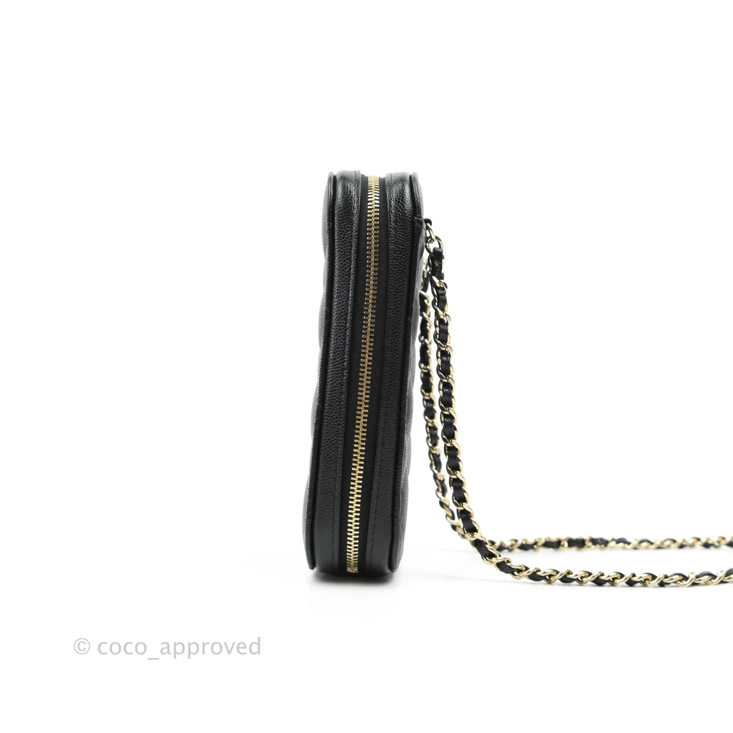 Chanel Quilted Phone Holder Black Caviar Gold Hardware