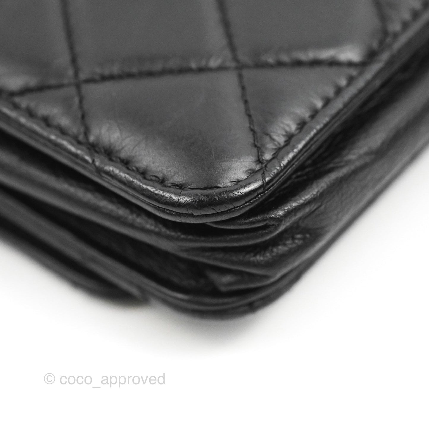 Chanel  Quilted Tassel Wallet On Chain WOC Black Aged Calfskin