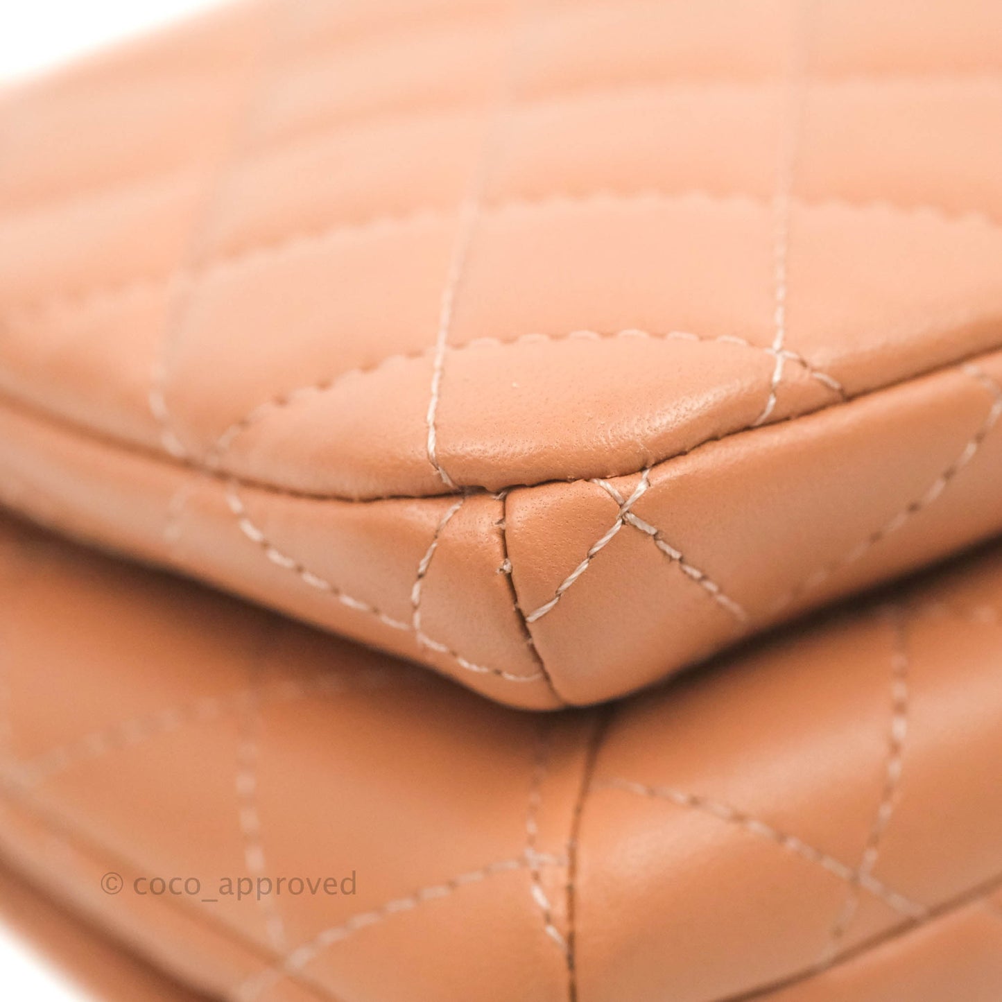 Chanel Quilted Knock On Wood Top Handle Bag Beige Pink Lambskin Gold Hardware