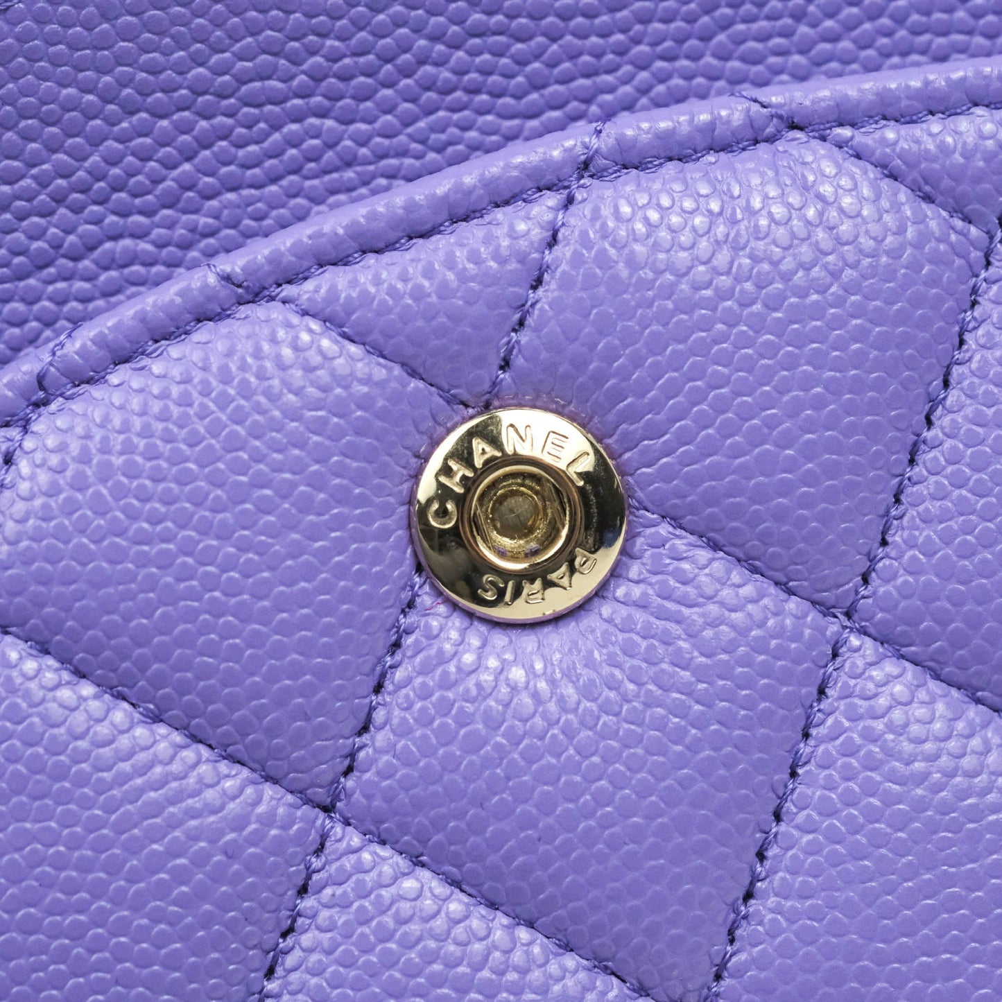 Chanel Classic M/L Medium Double Flap Purple Caviar Gold Hardware 20S