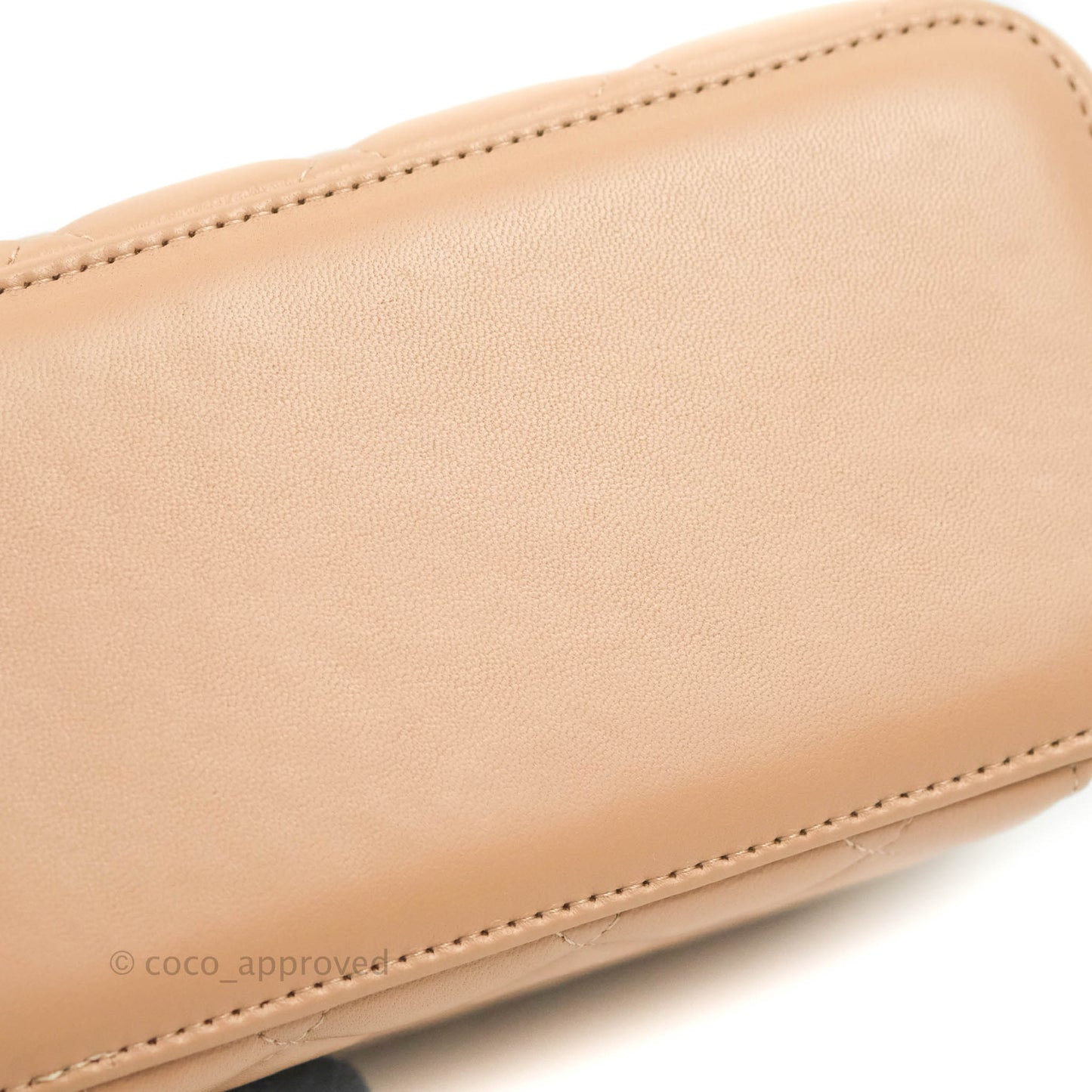 Chanel Vanity Rectangular Top Handle Beige Lambskin Gold Hardware