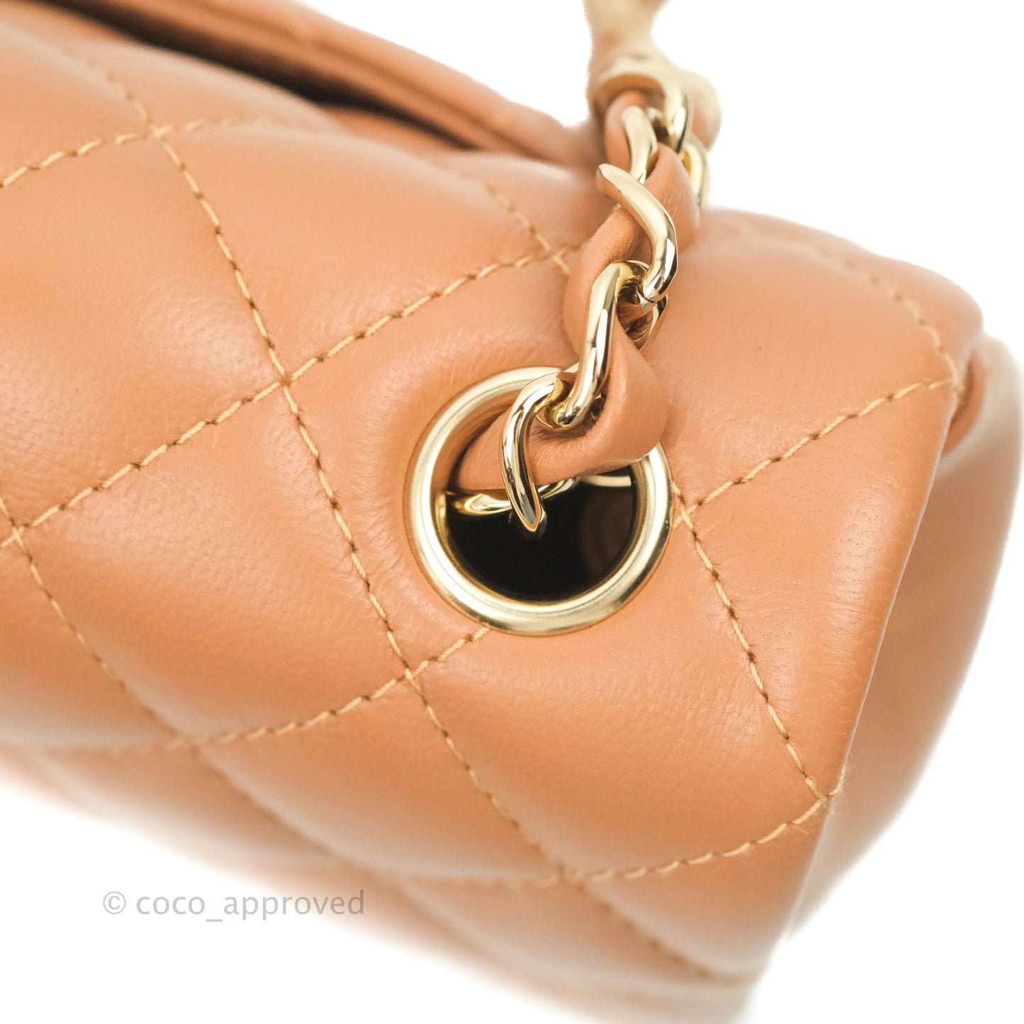 Chanel Quilted Mini Rectangular Flap Caramel Lambskin Gold Hardware 22S