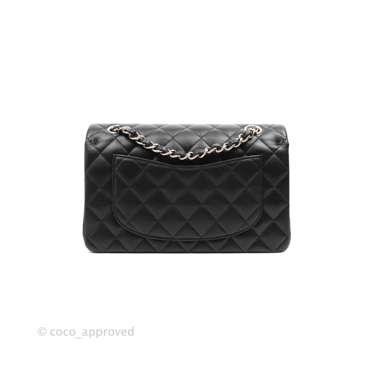 Chanel Classic Small S/M Flap Black Lambskin Rose Pink-Gold Hardware