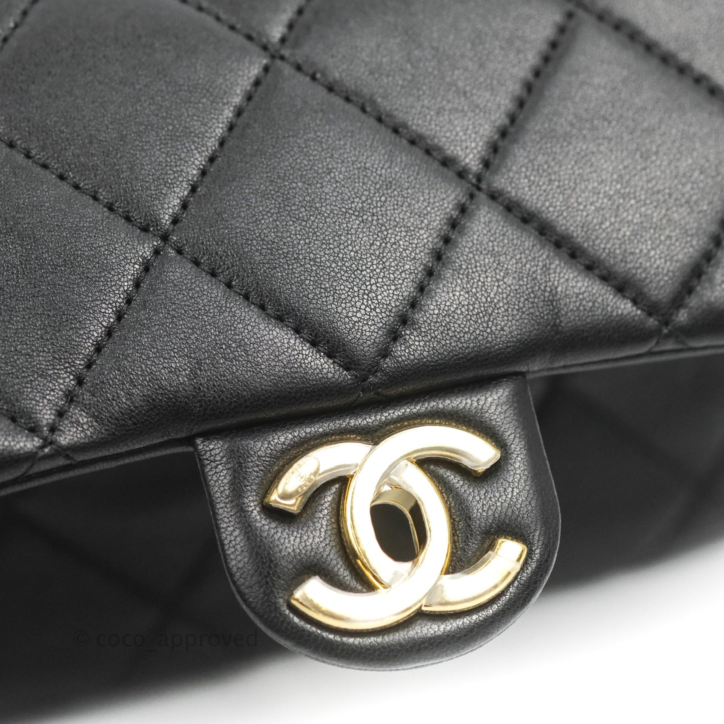 Chanel Quilted Mini Flap Bag With Chanel Logo Top Handle Lambskin Calfskin Mixed Fibers Gold Hardware
