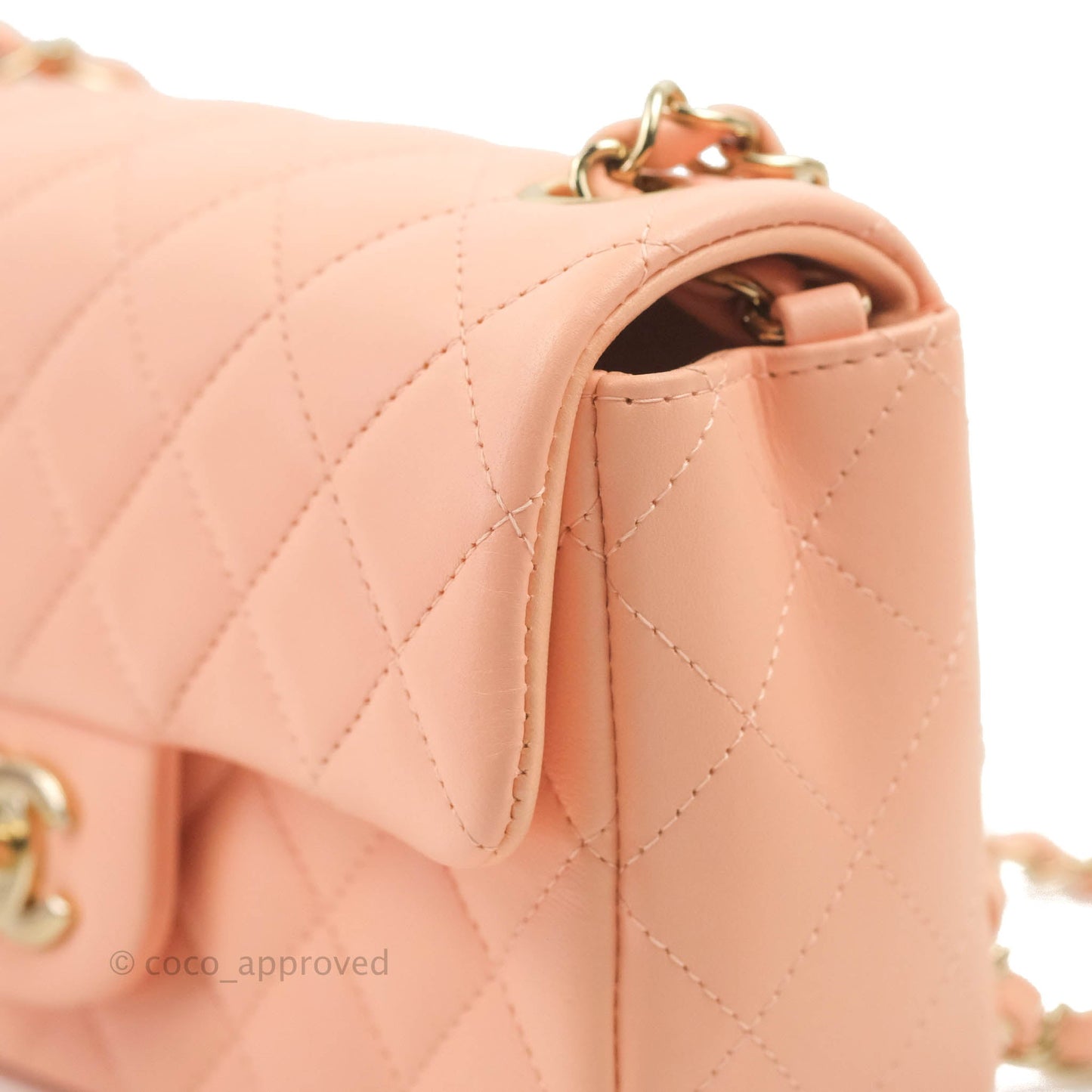 Chanel Quilted Mini Rectangular Flap Orange Clair Lambskin Gold Hardware