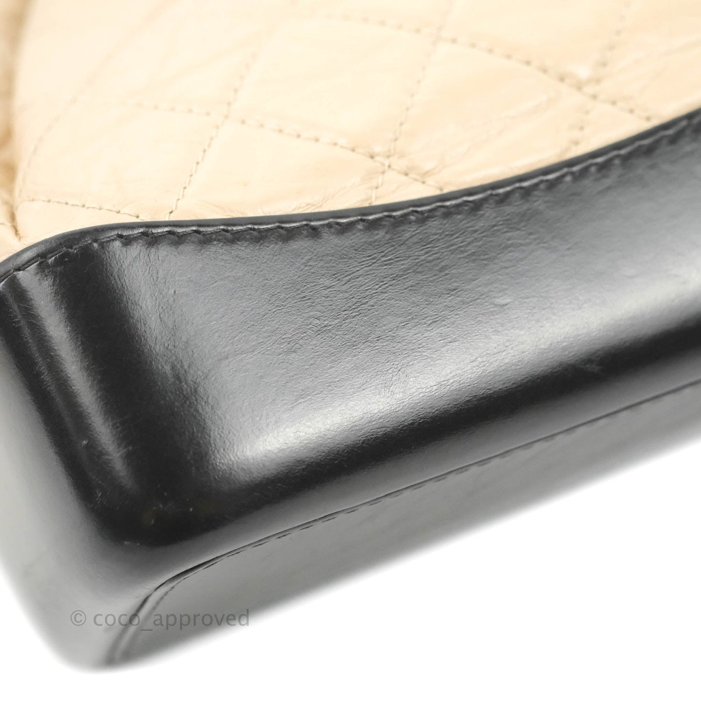 Chanel Small Gabrielle Backpack Beige Black Aged Calfskin