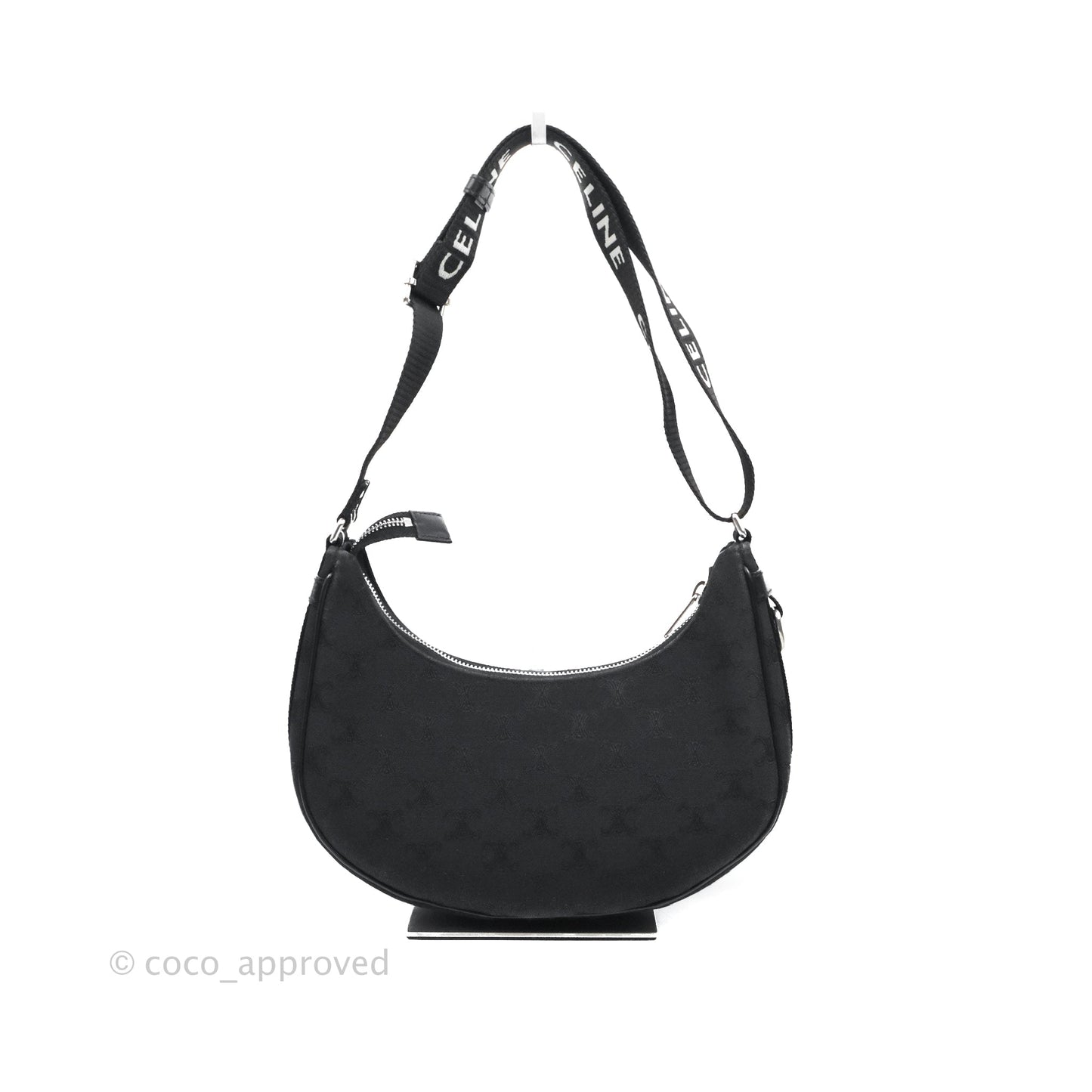 Celine Medium Ava Bag with Celine Strap Black Triomphe Jacquard Calfskin