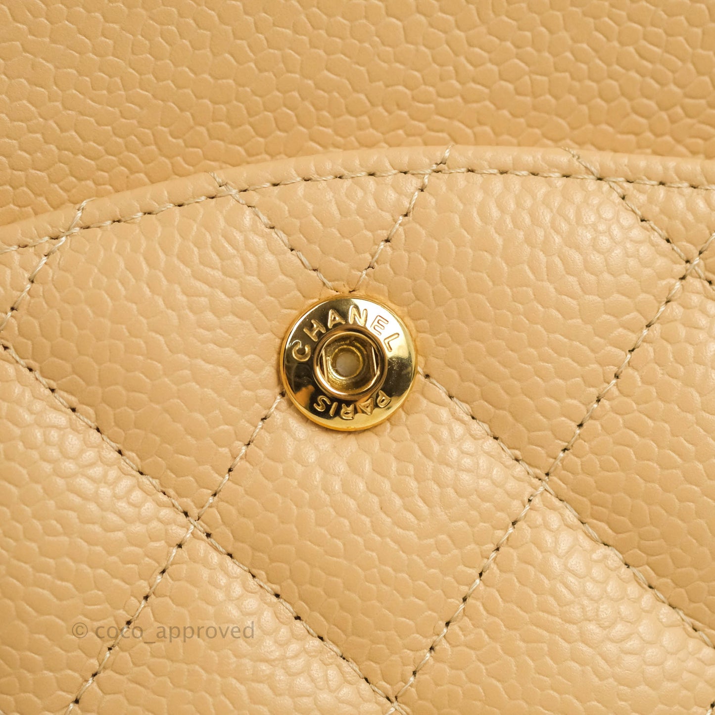 Chanel Classic M/L Medium Flap Quilted Beige Caviar Gold Hardware