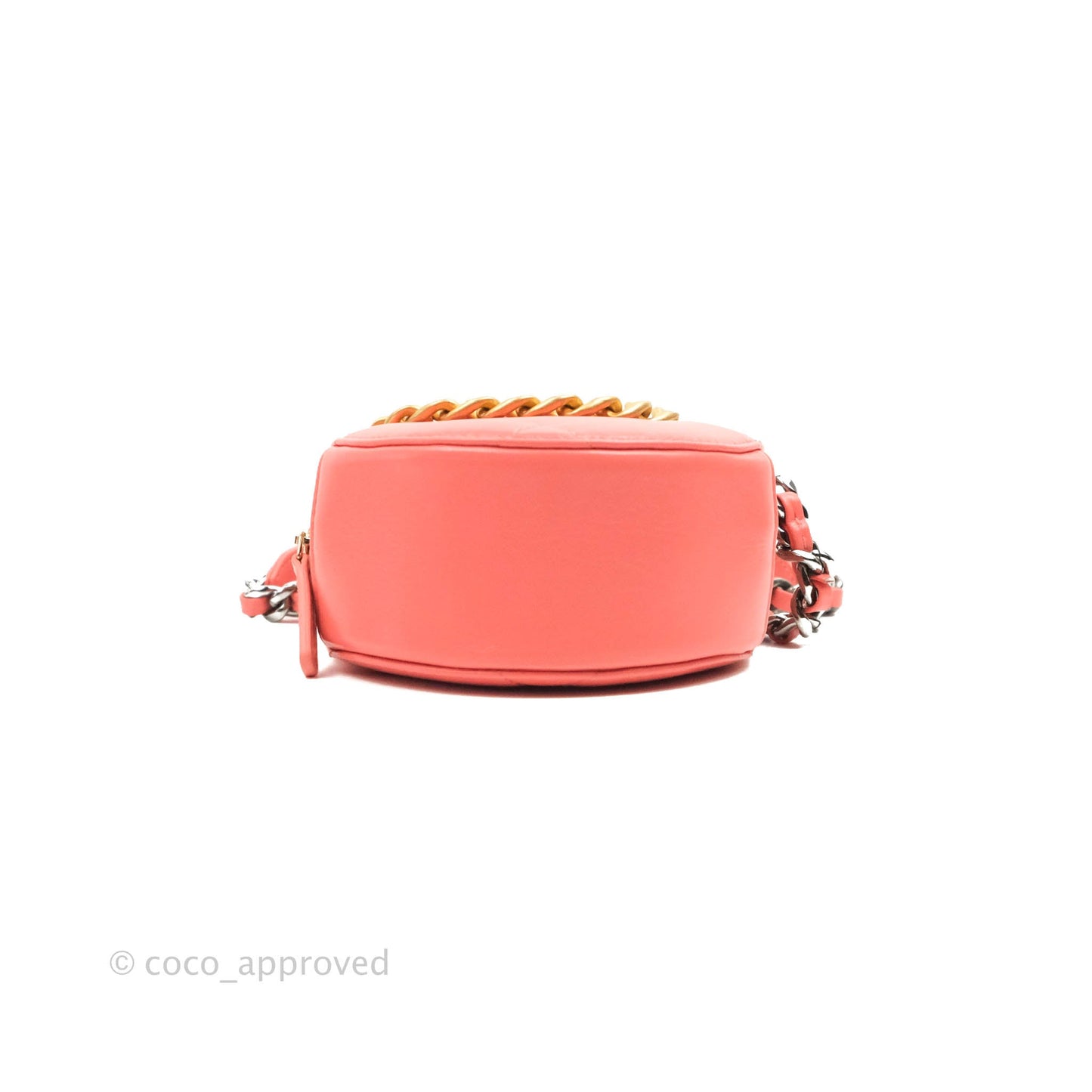 Chanel 19 Round Clutch With Chain Coral Pink Mixed Hardware