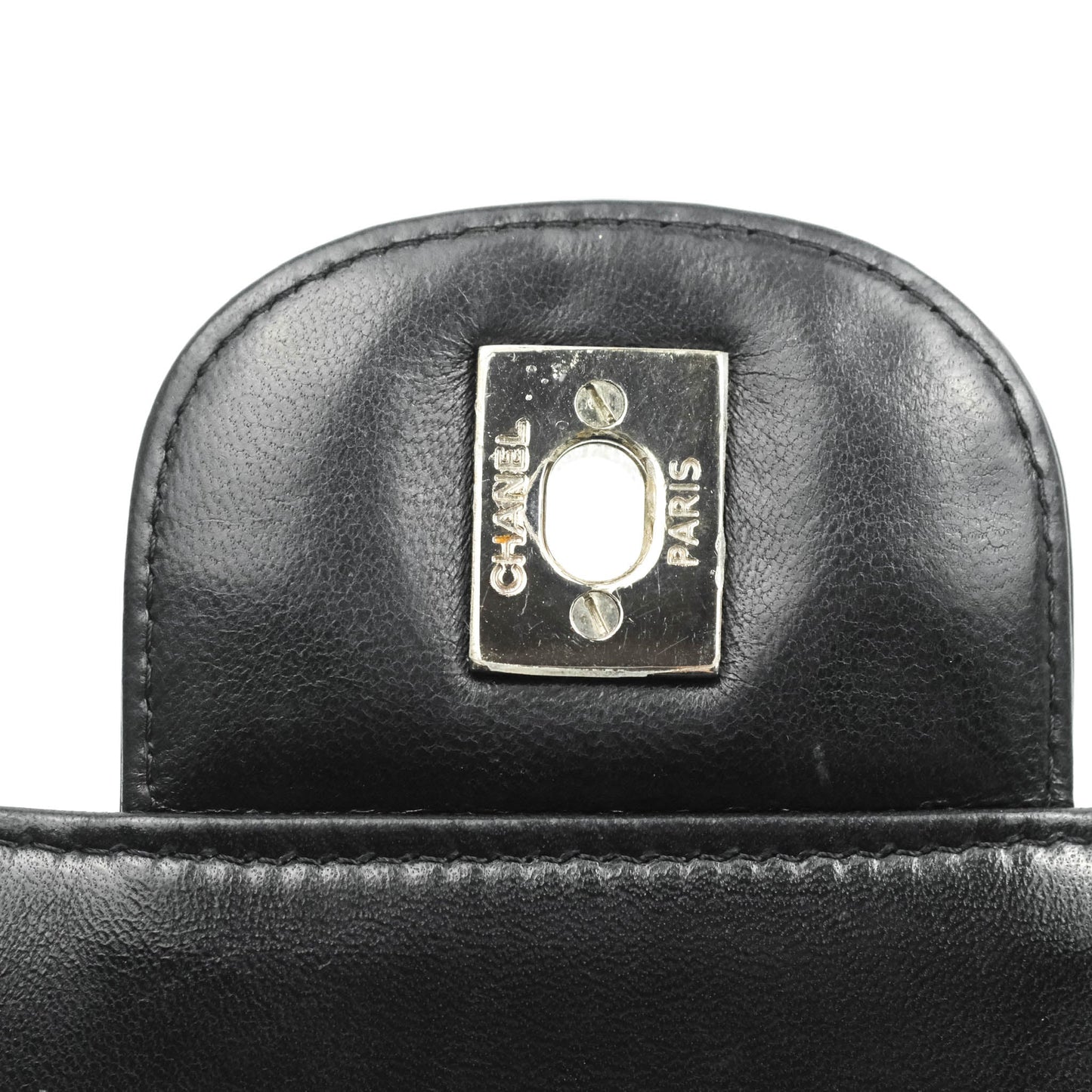 Chanel Quilted Maxi Single Flap Black Patent Silver Hardware