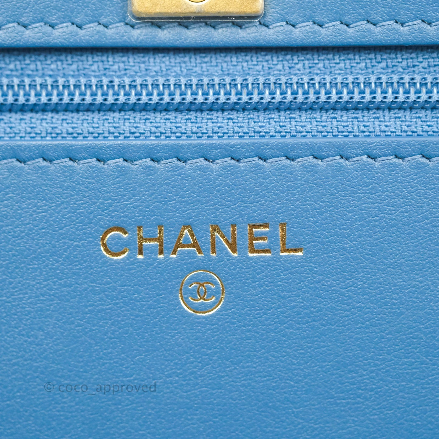Chanel Quilted Pearl Crush Wallet on Chain WOC Denim Aged Gold Hardware