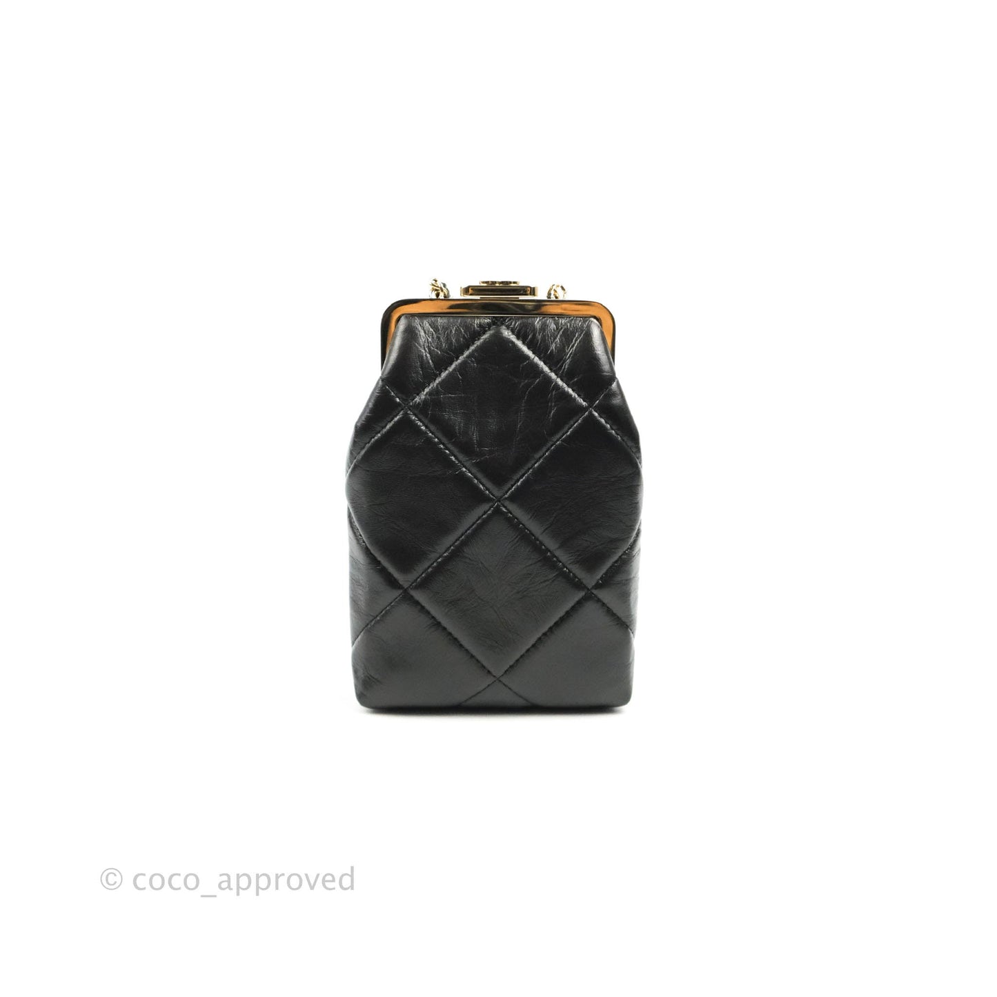 Chanel Kisslock Glasses Case Black Lambskin Gold Hardware 21C
