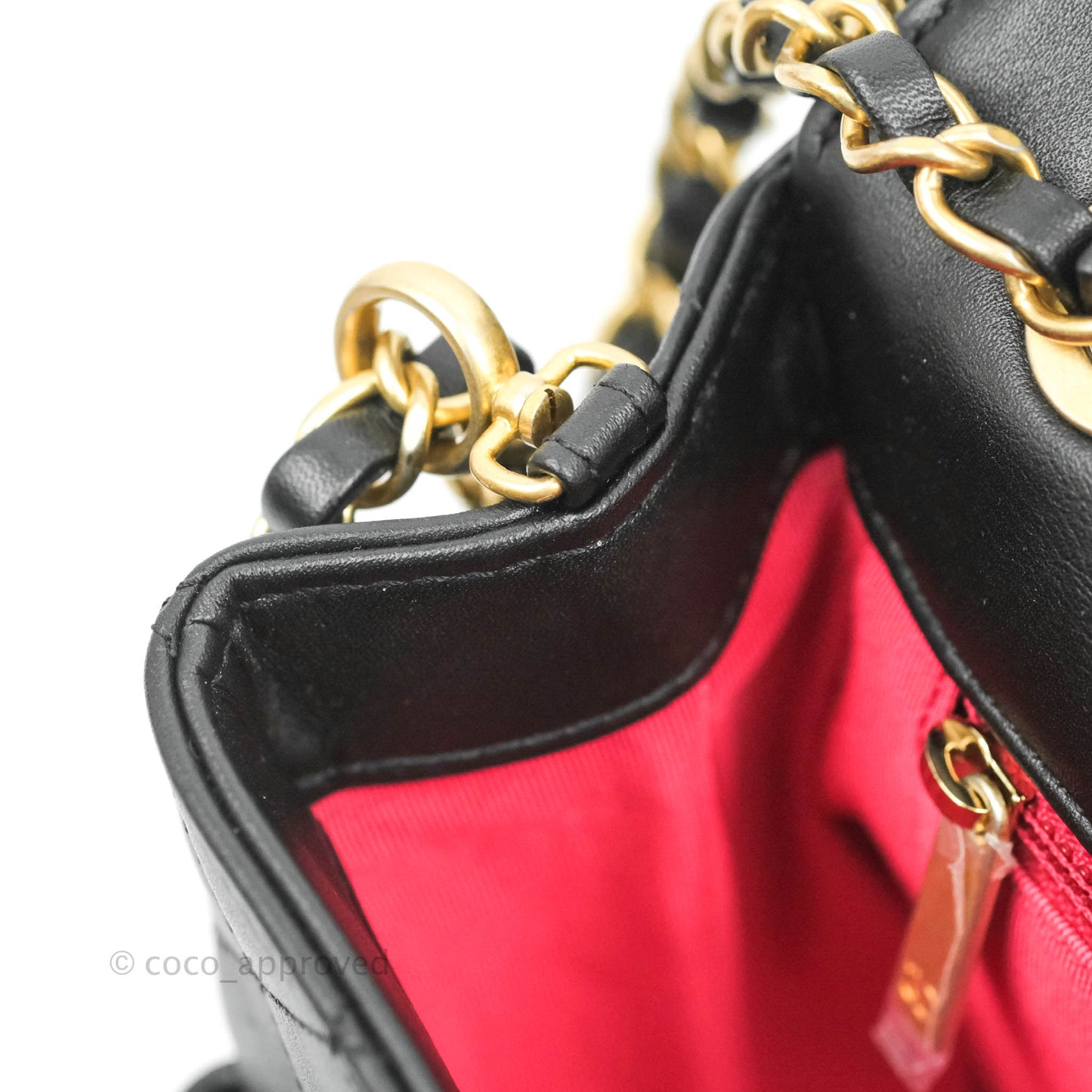 Chanel Logo Enchained Flap Bag Black Calfskin Gold Hardware