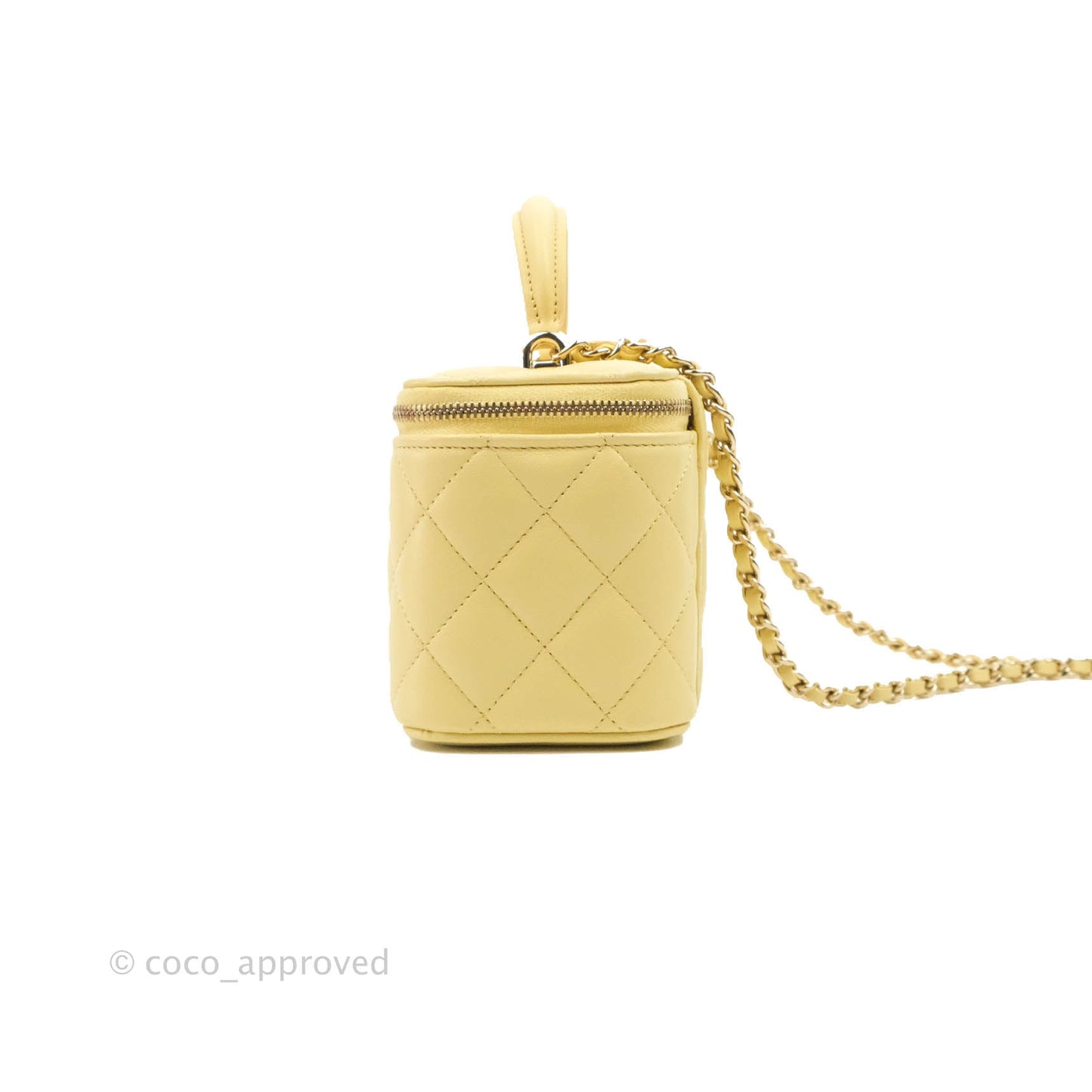 Chanel Vanity Rectangular Top Handle Yellow Lambskin Gold Hardware