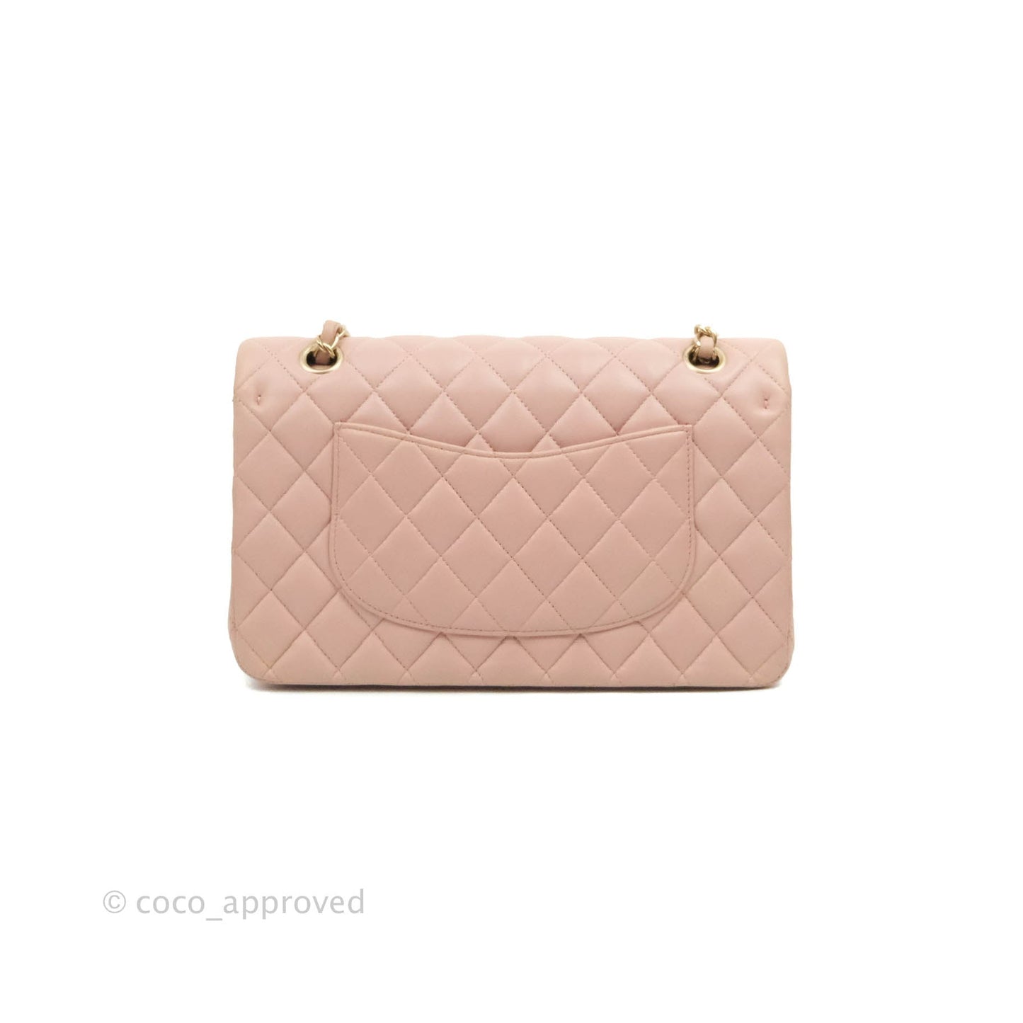 Chanel Classic M/L Medium Flap Quilted Light Pink Lambskin Matte Gold Hardware