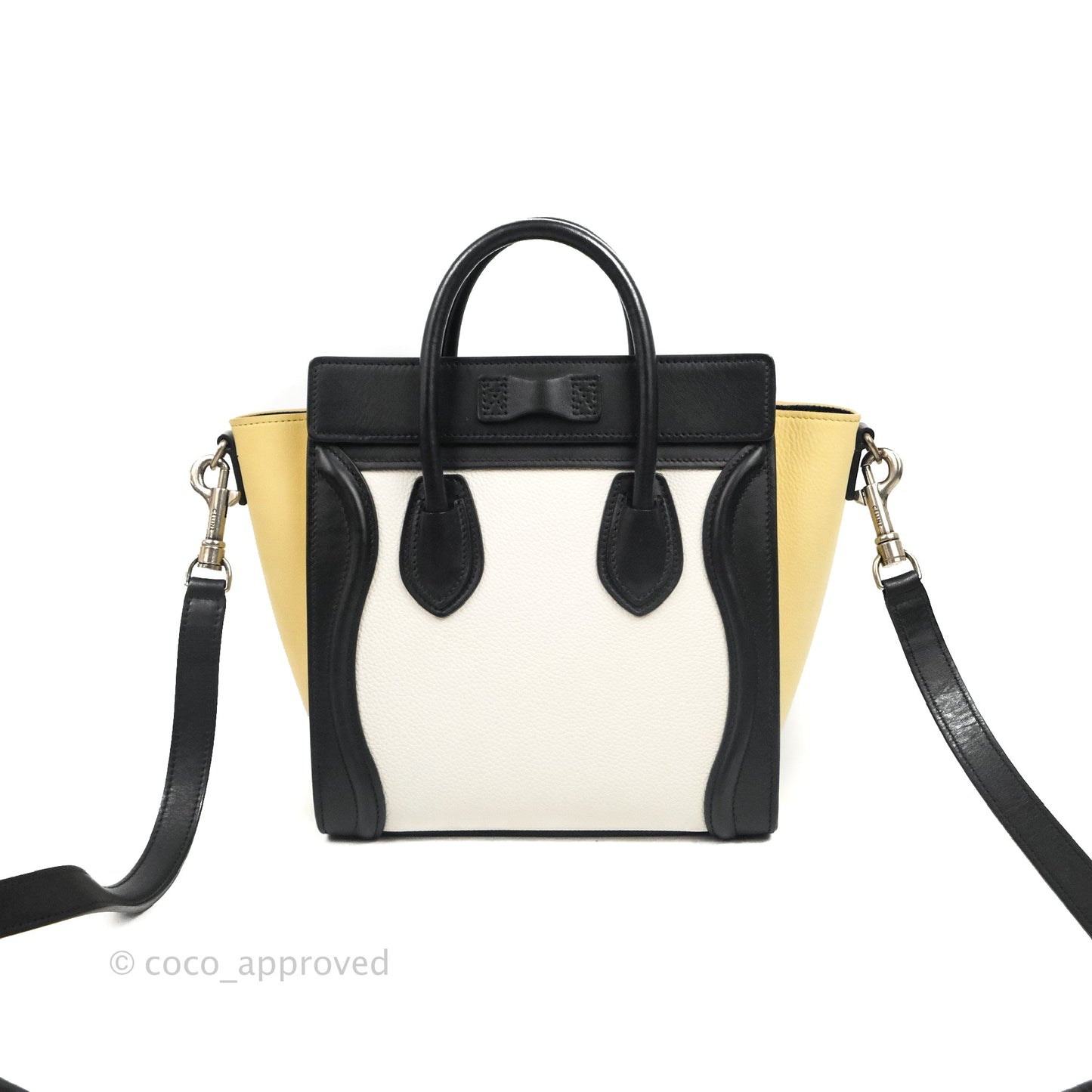 Celine Nano Luggage Bag Tricolour Light Beige/White/Black Grained Calfskin