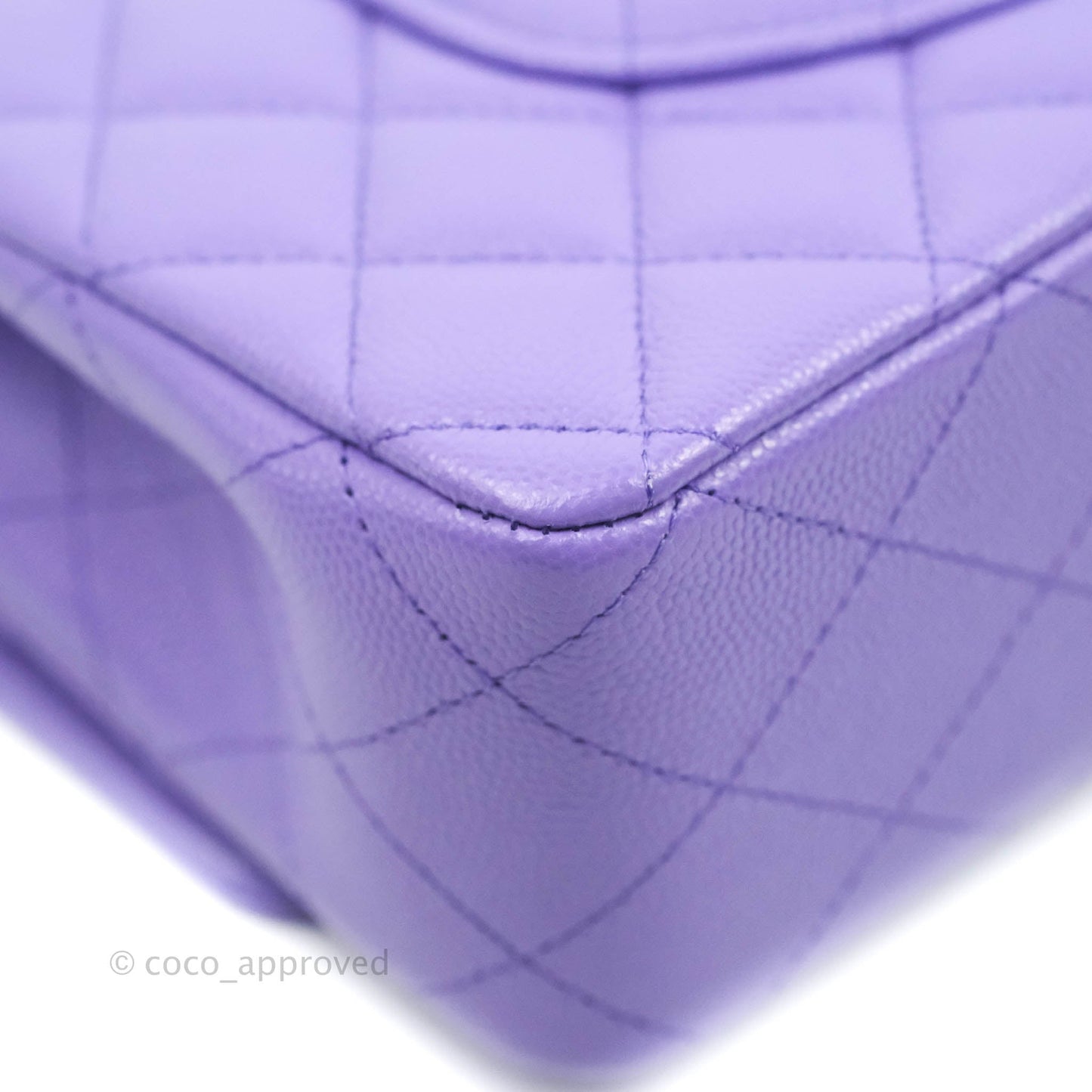 Chanel Classic M/L Medium Flap Quilted Purple Caviar Gold Hardware 20S