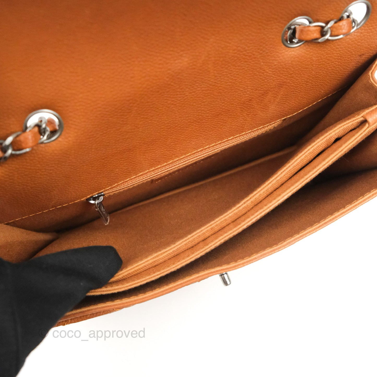 Chanel Flap Bag Quilted Caramel Brown Caviar Ruthenium Hardware