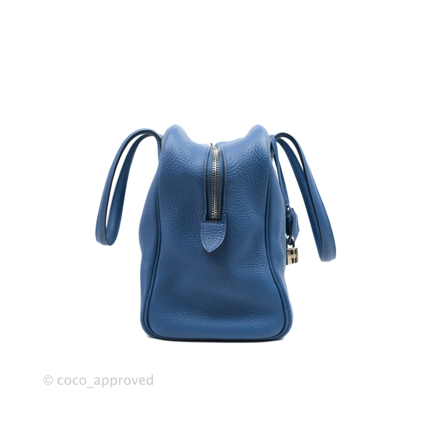 Hermes Victoria II 35 Bag Blue Paradis Clemence Palladium Hardware