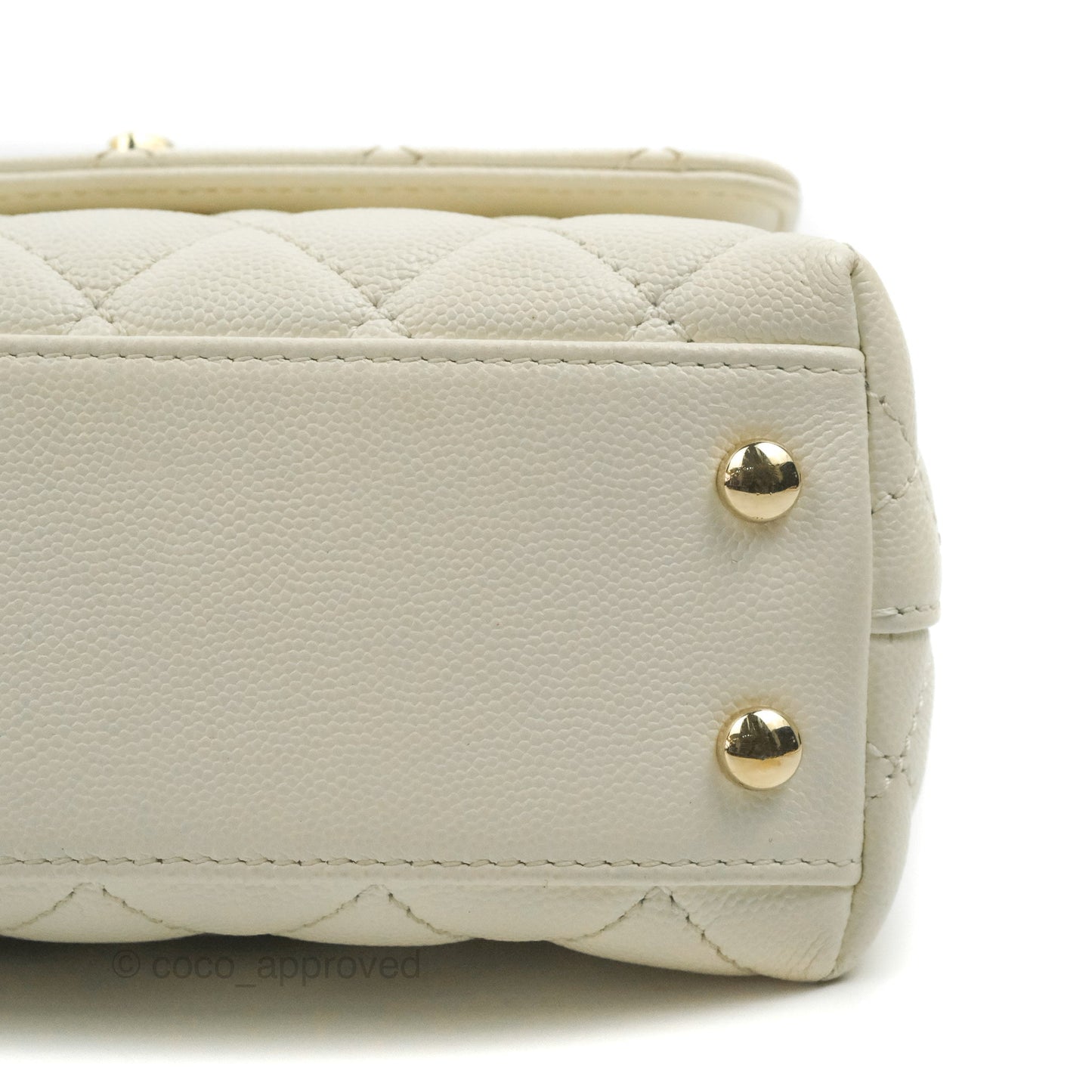 Chanel Mini Coco Handle Quilted Ivory Caviar Gold Hardware