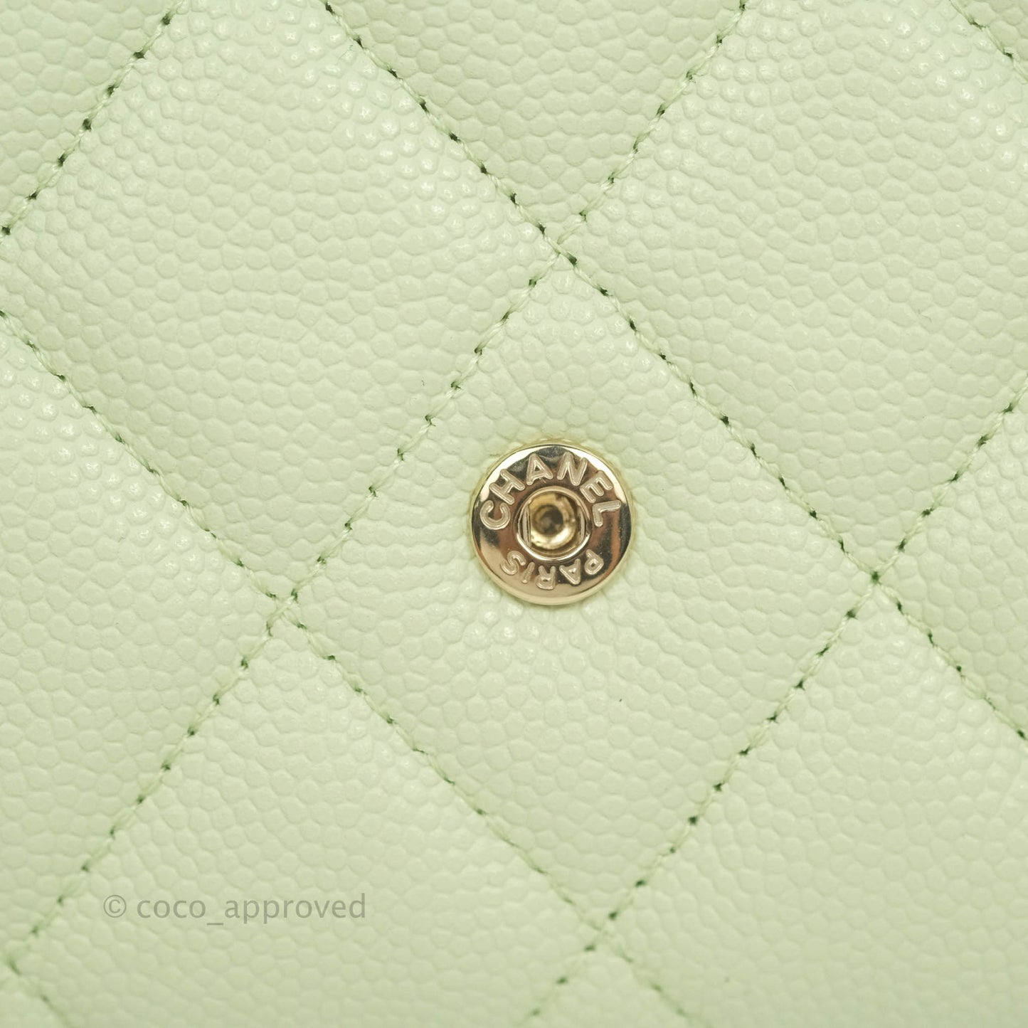 Chanel Caviar Quilted Long Flap Wallet Mint Green Caviar Gold Hardware 22C
