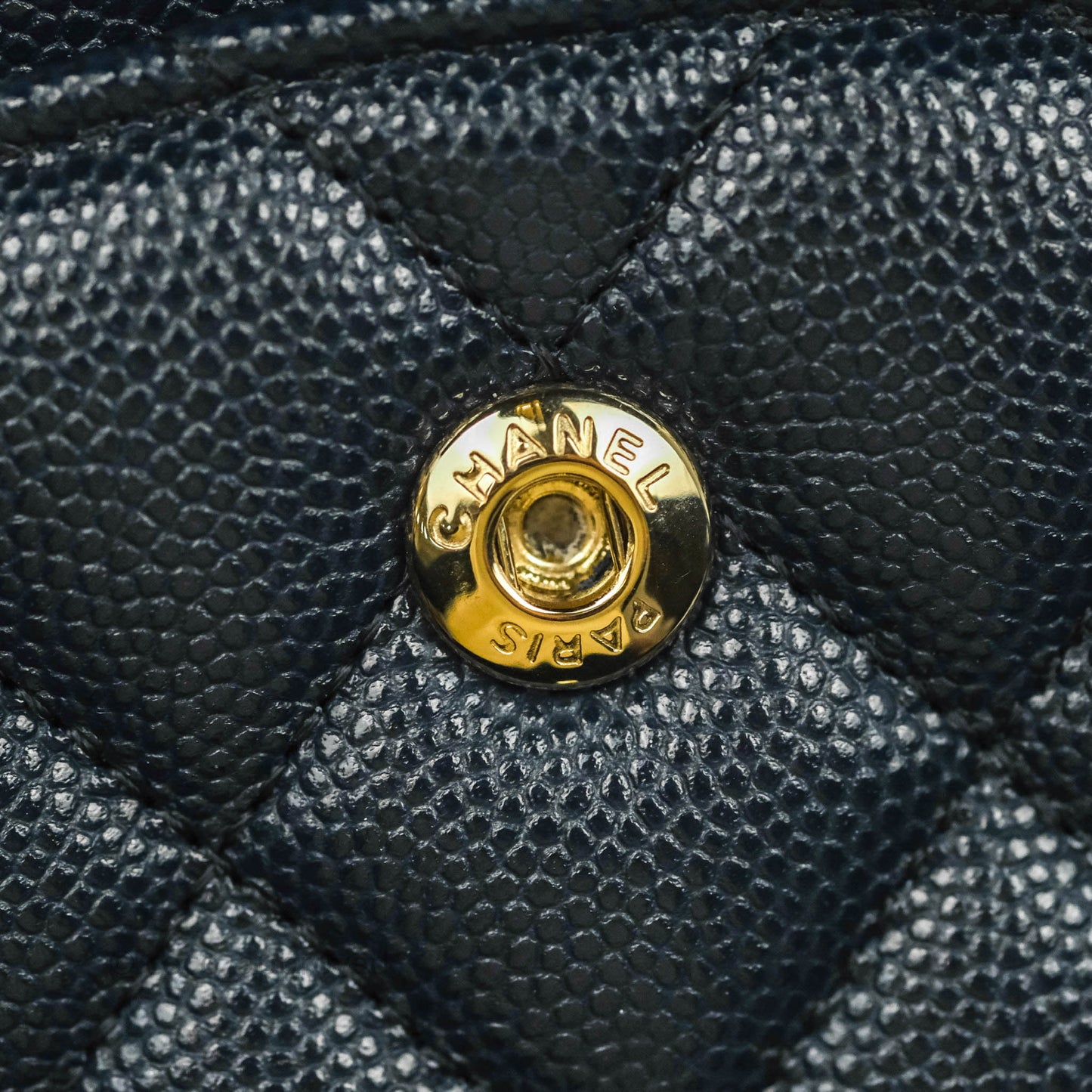 Chanel Classic M/L Medium Flap Quilted Navy Caviar Gold Hardware