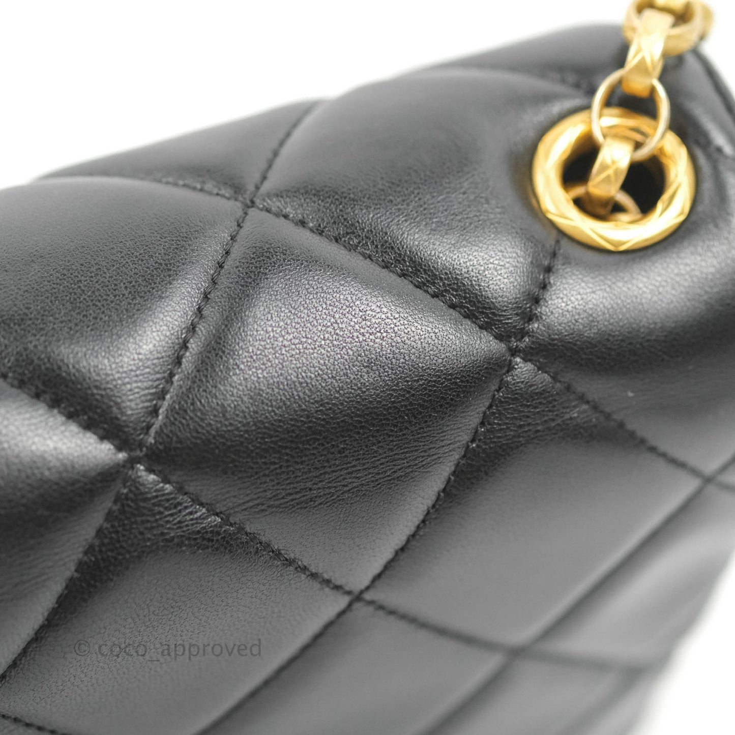 Chanel Quilted Square Flap Bijoux Chain Strap Black Aged Gold Hardware
