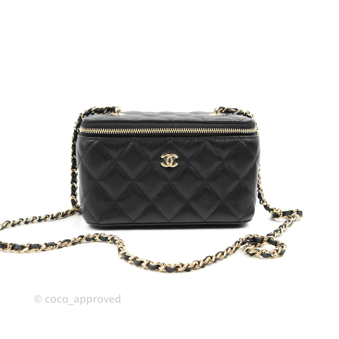 Chanel Vanity with Chain Black Caviar Gold Hardware 22S